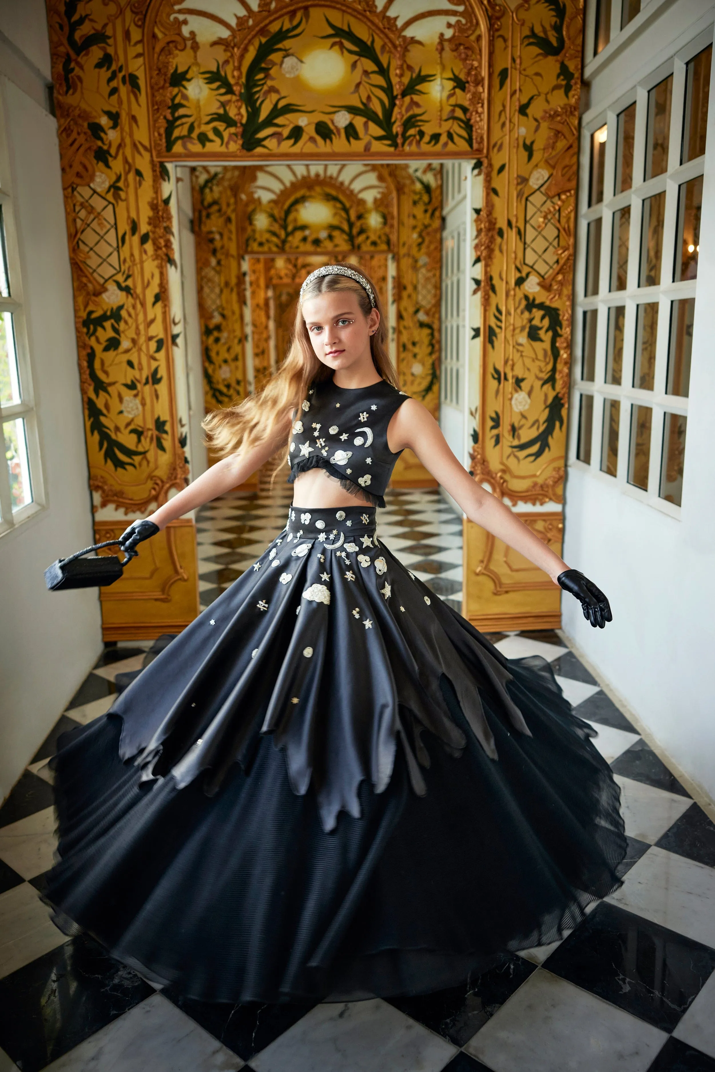 Maison Ava Mädchen Mittwoch Anlasskleid in Schwarz