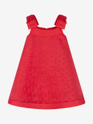 Mama Luma Mädchen Schleife Detailliertes Organza Tupfenkleid in Rot