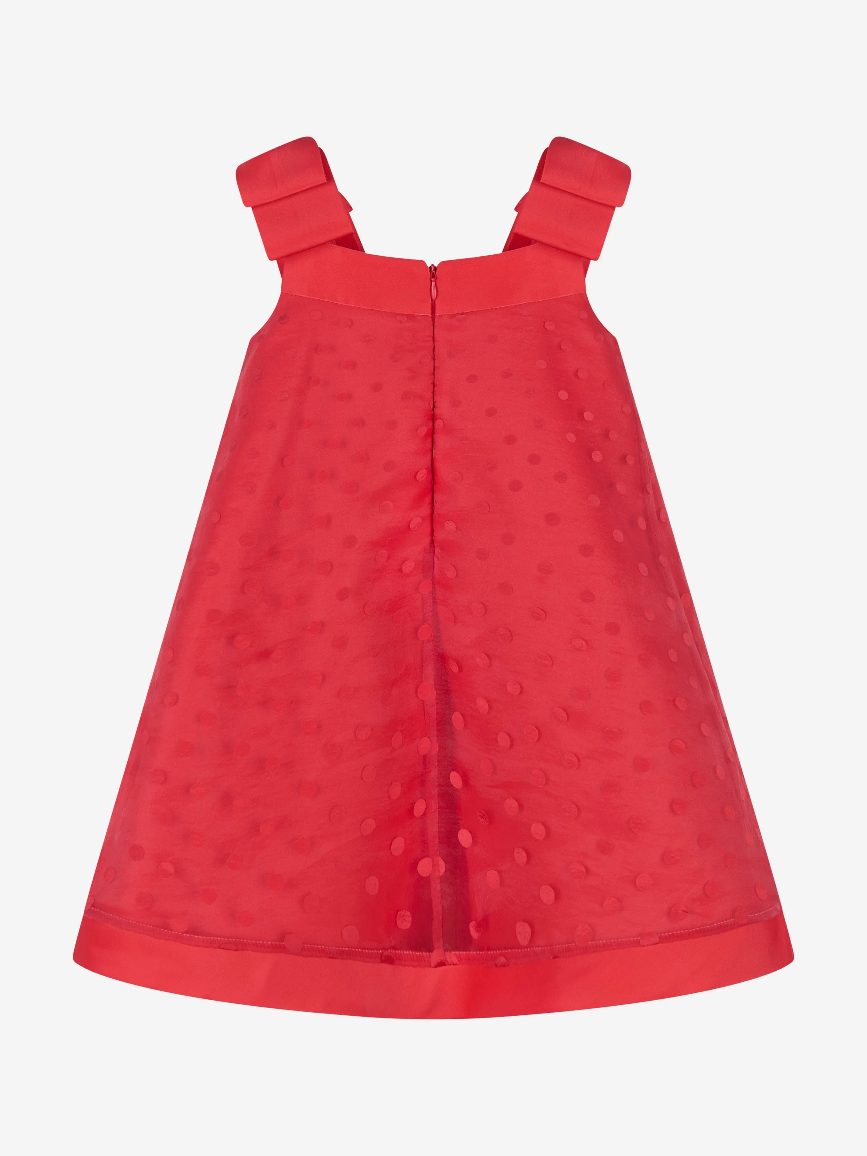 Mama Luma Mädchen Schleife Detailliertes Organza Tupfenkleid in Rot