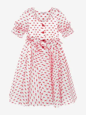 Mama Luma Girls Rüschen-Punkt-Kleid in Rot