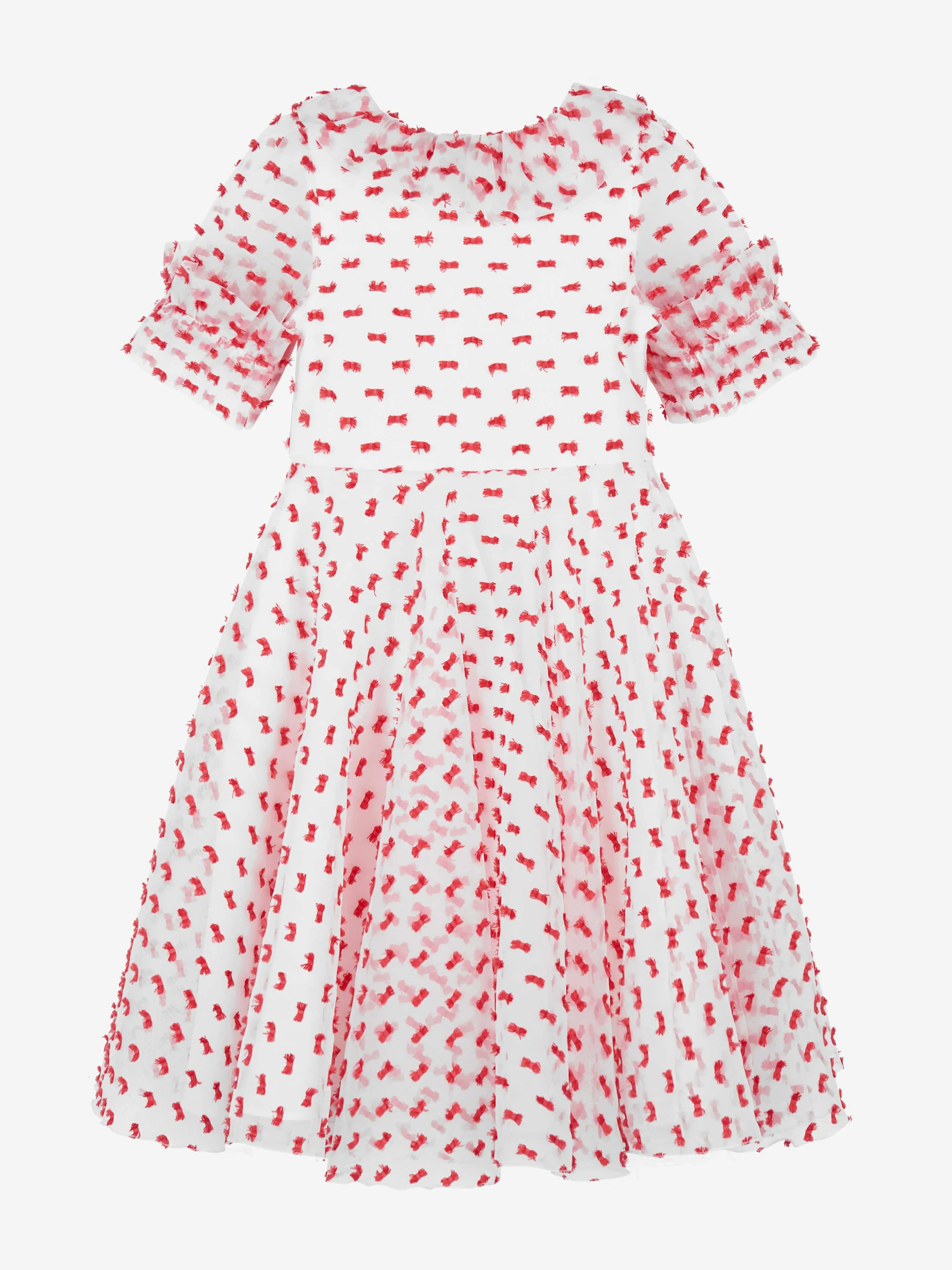 Mama Luma Girls Rüschen-Punkt-Kleid in Rot