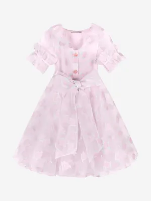 Mama Luma Girls Mikro-Blumen Prinzessinnenkleid in Rosa