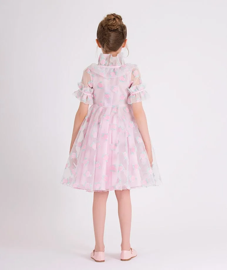 Mama Luma Girls Mikro-Blumen Prinzessinnenkleid in Rosa