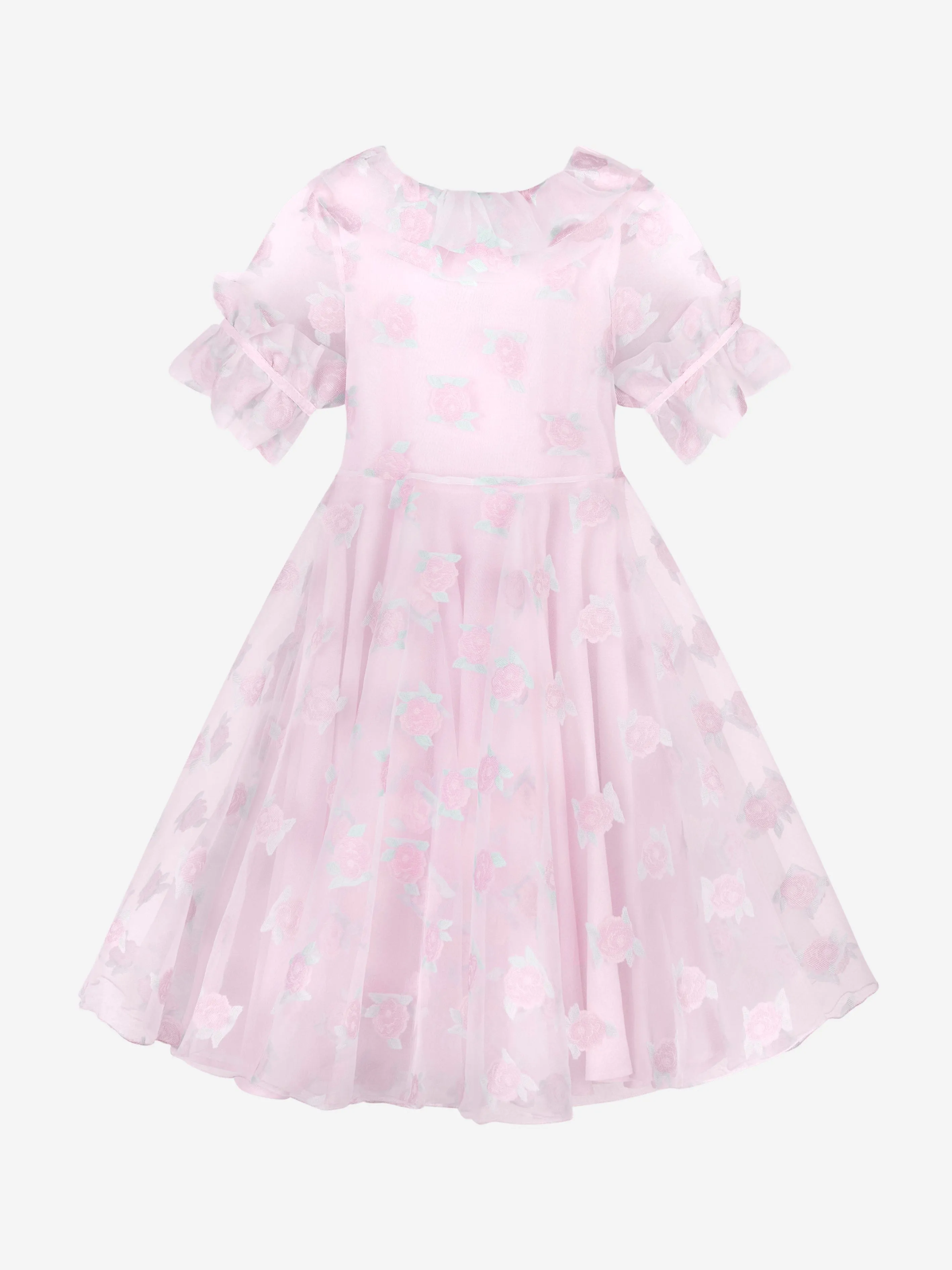 Mama Luma Girls Mikro-Blumen Prinzessinnenkleid in Rosa