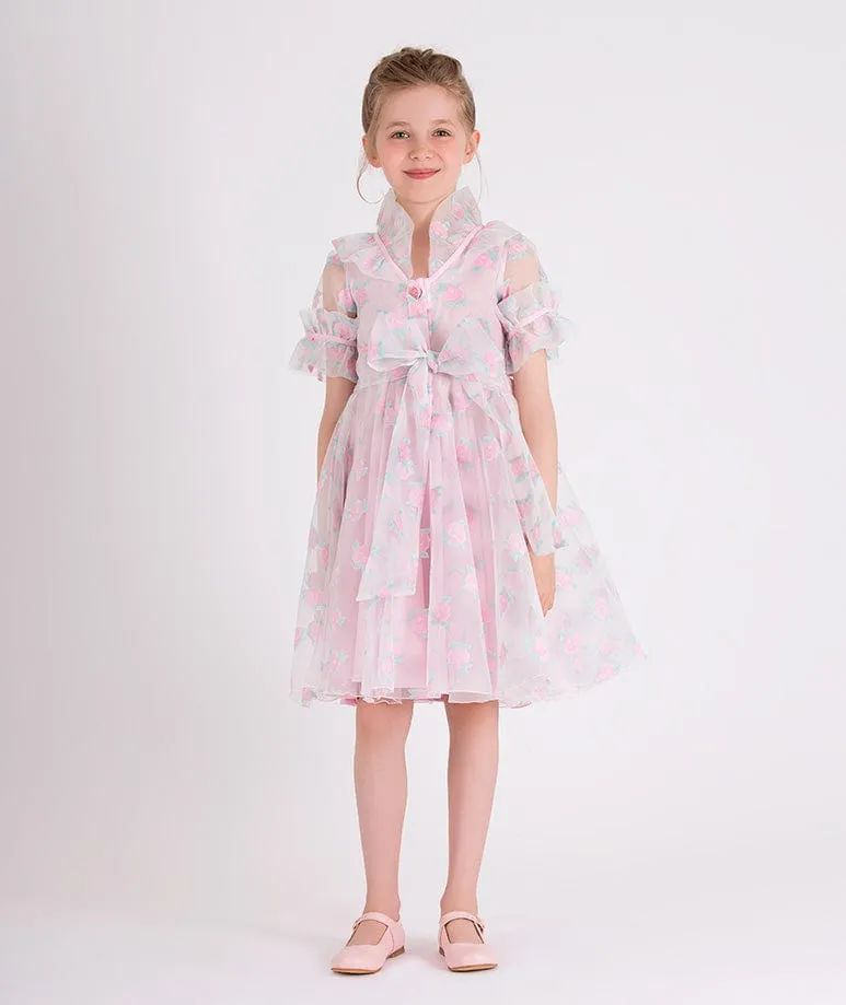 Mama Luma Girls Mikro-Blumen Prinzessinnenkleid in Rosa