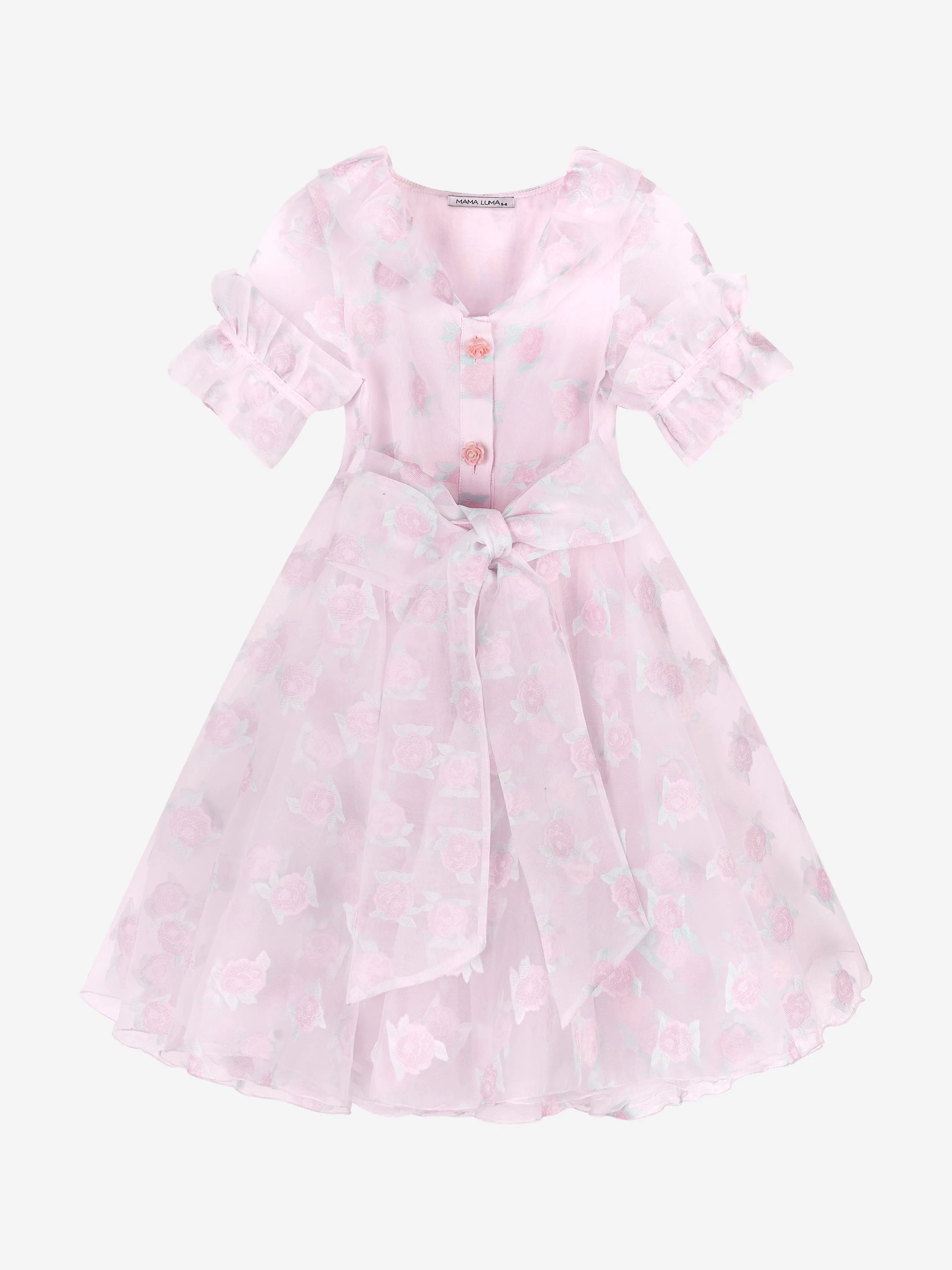 Mama Luma Girls Mikro-Blumen Prinzessinnenkleid in Rosa