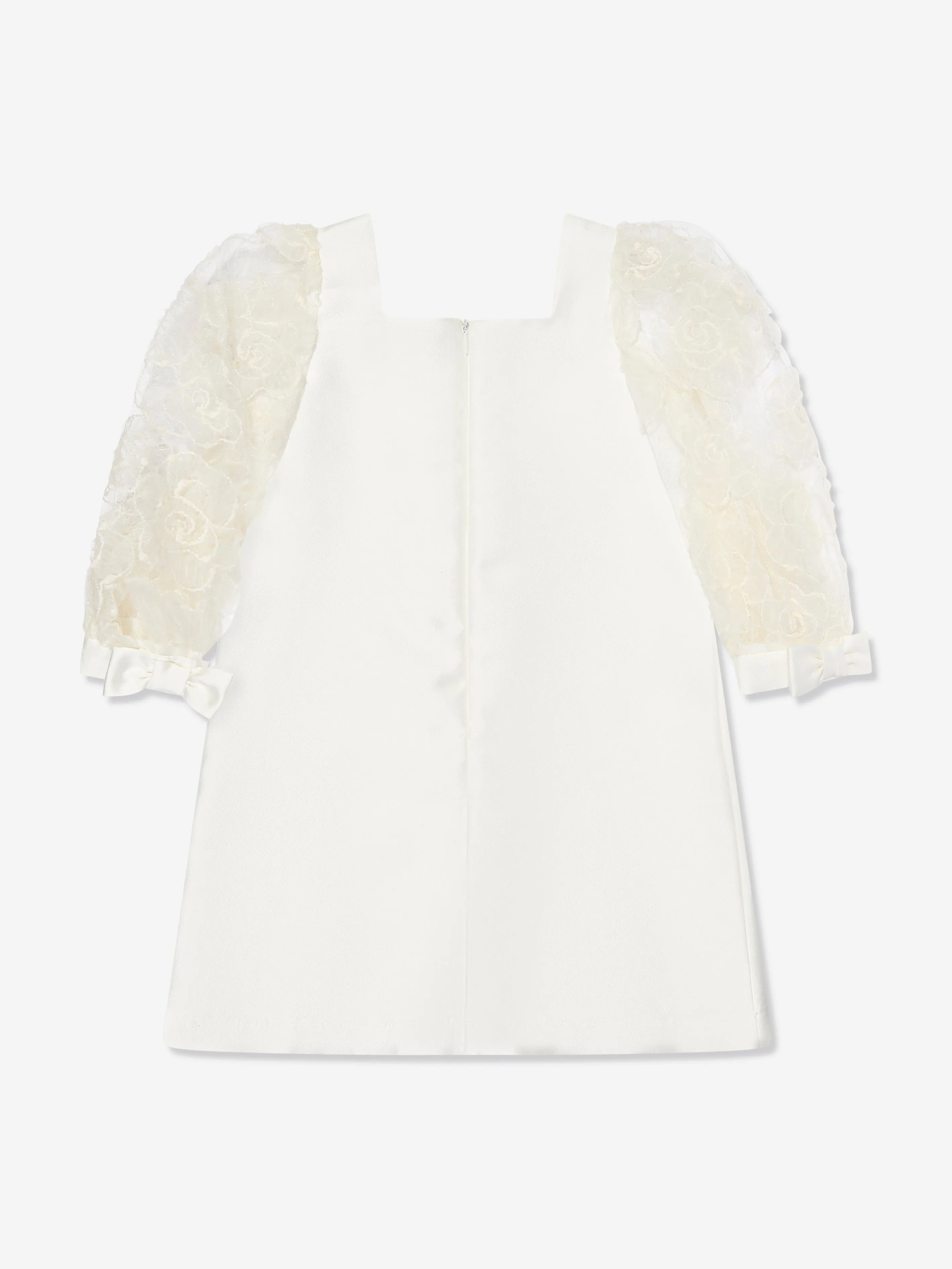 Mama Luma Mädchen Organza Blumenärmel Kleid in Weiß
