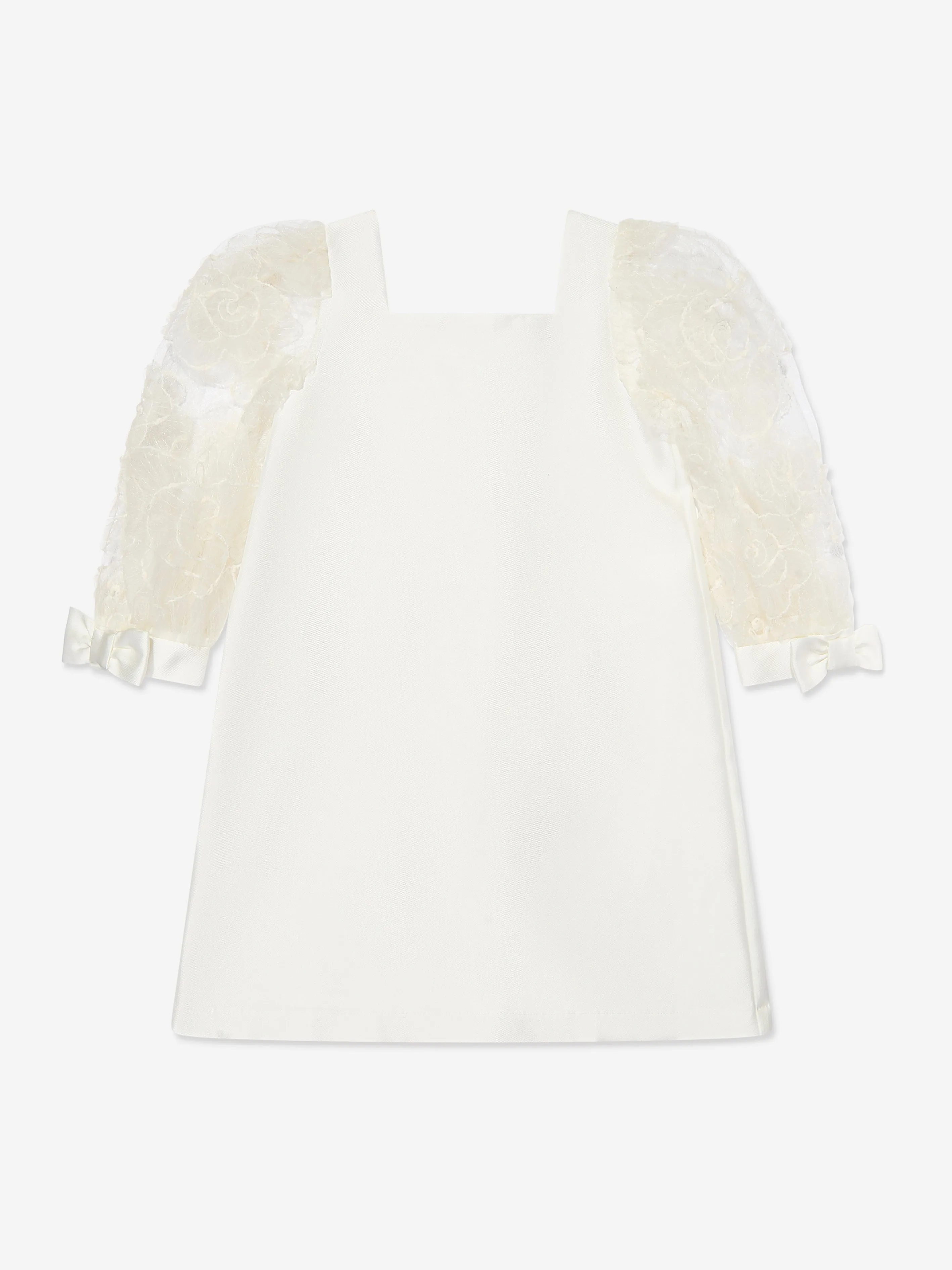 Mama Luma Mädchen Organza Blumenärmel Kleid in Weiß