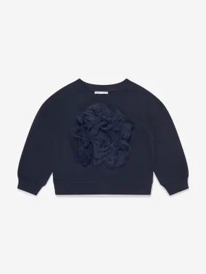 Mama Luma Girls Organza Blumen Sweatshirt in Marineblau