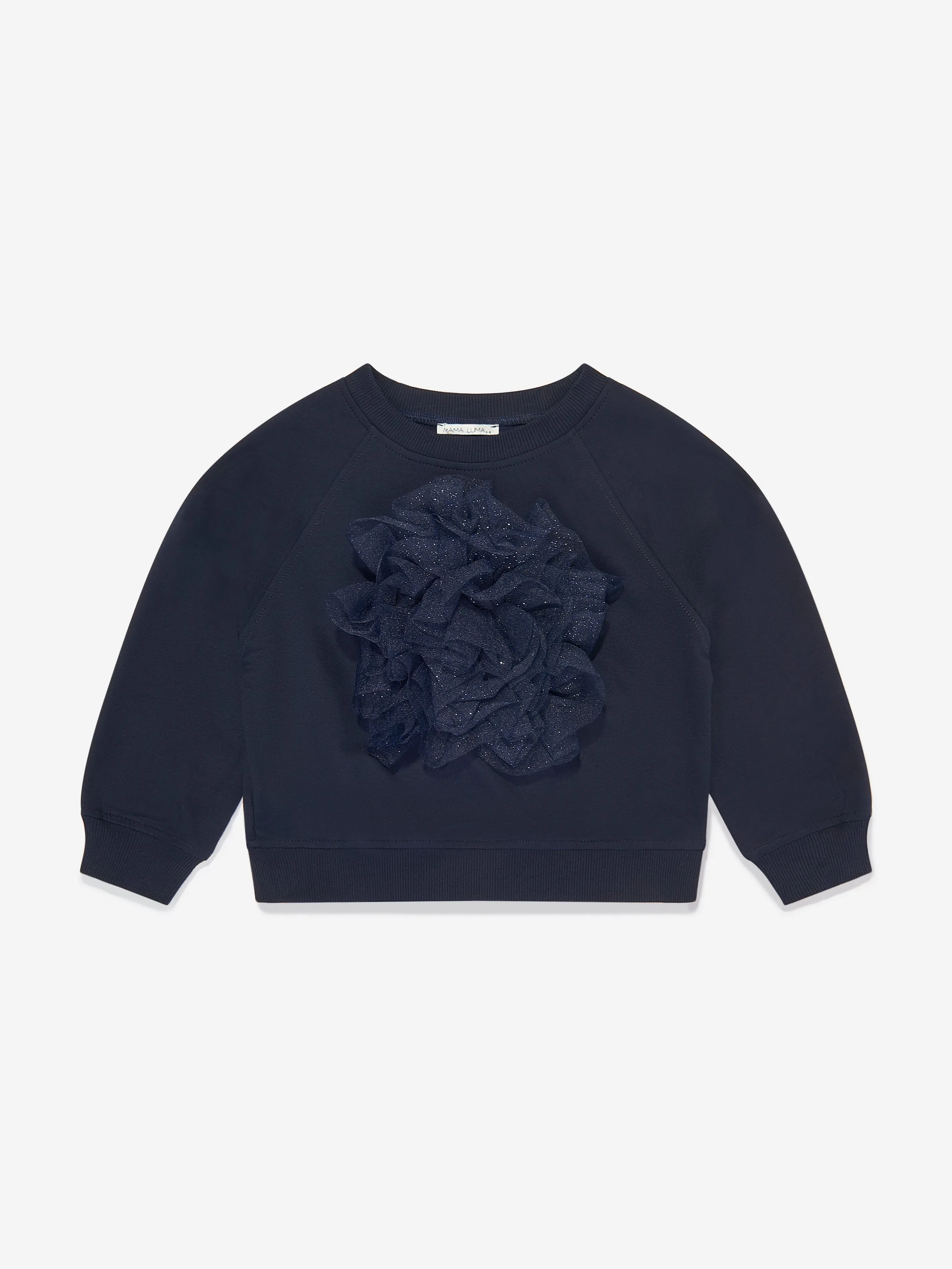 Mama Luma Girls Organza Blumen Sweatshirt in Marineblau