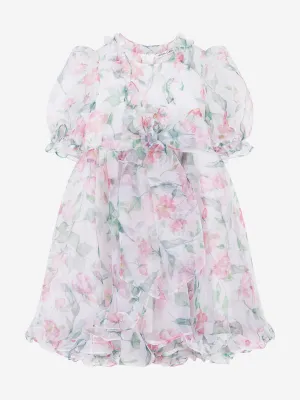 Mama Luma Mädchen Organza Rüschen Rosenkleid in Weiß