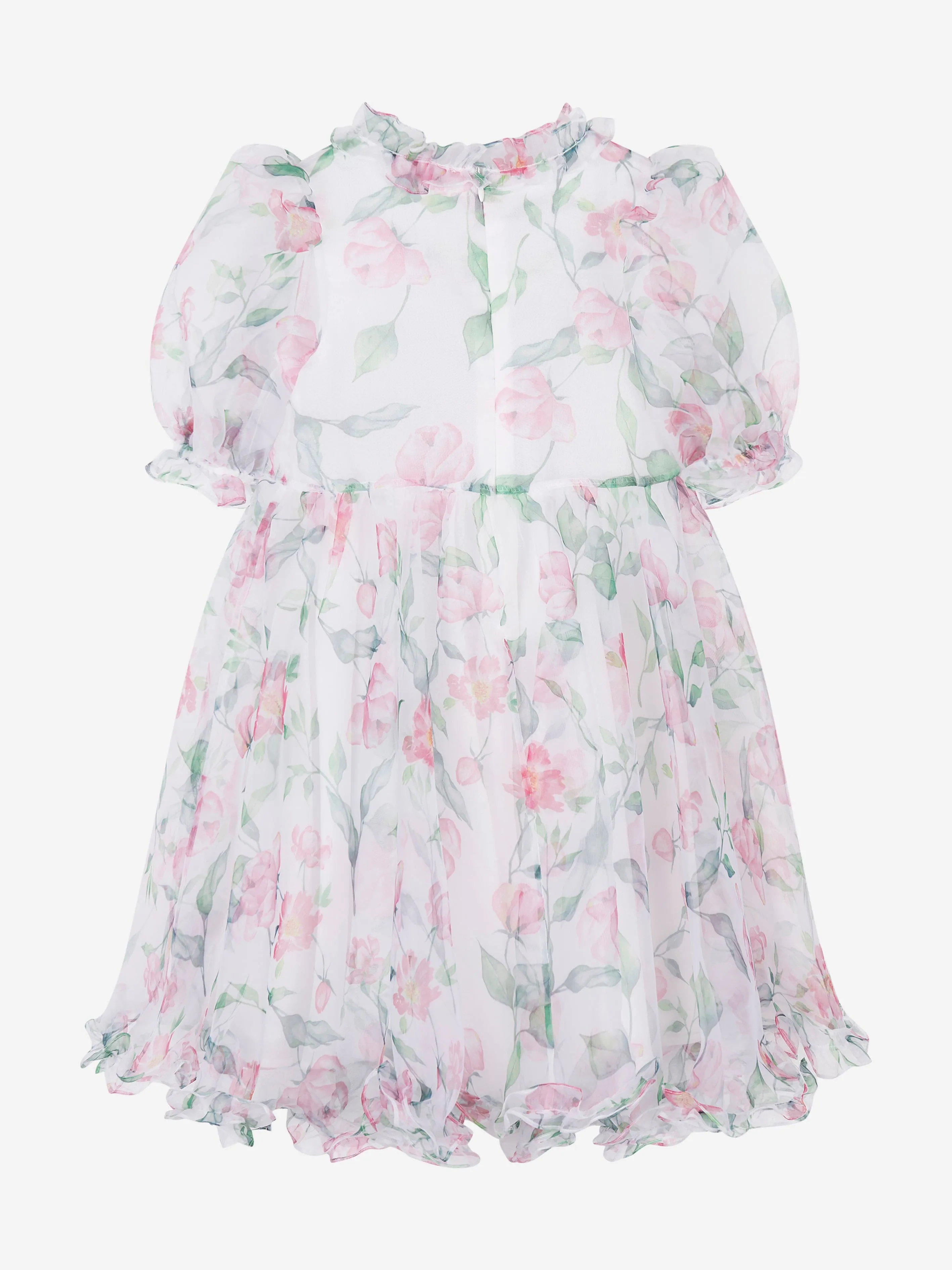 Mama Luma Mädchen Organza Rüschen Rosenkleid in Weiß