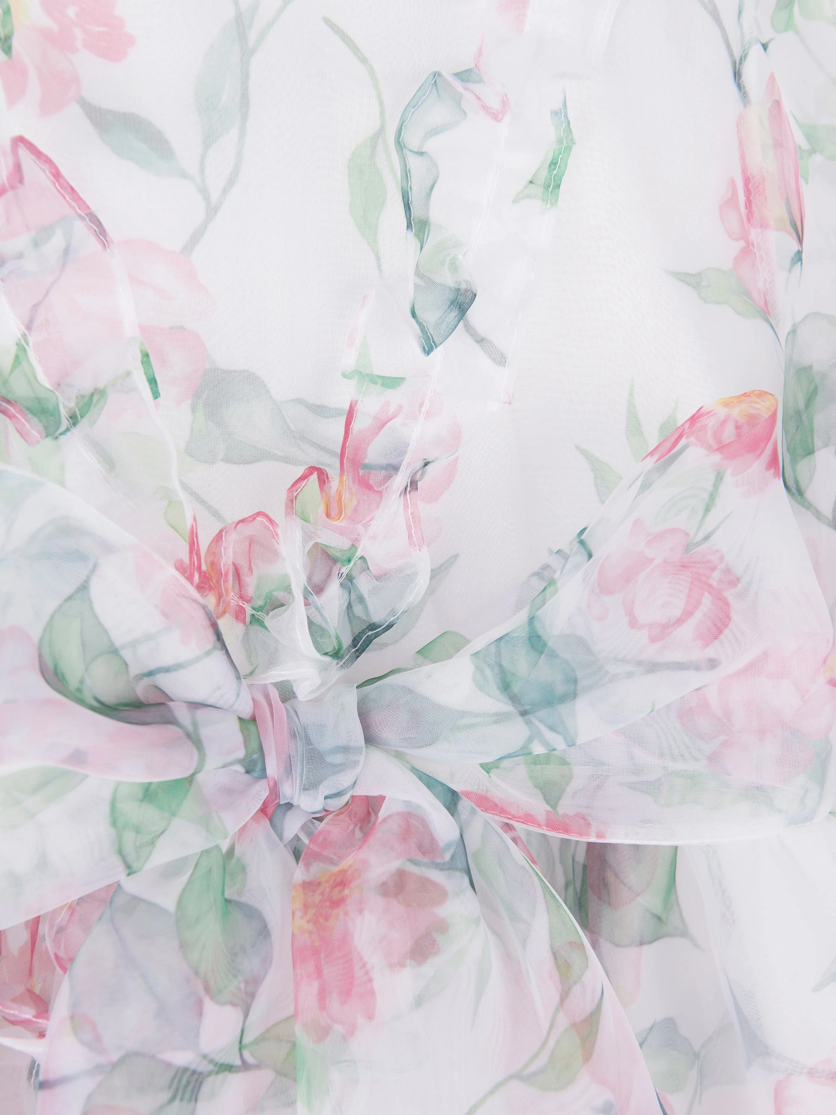 Mama Luma Mädchen Organza Rüschen Rosenkleid in Weiß