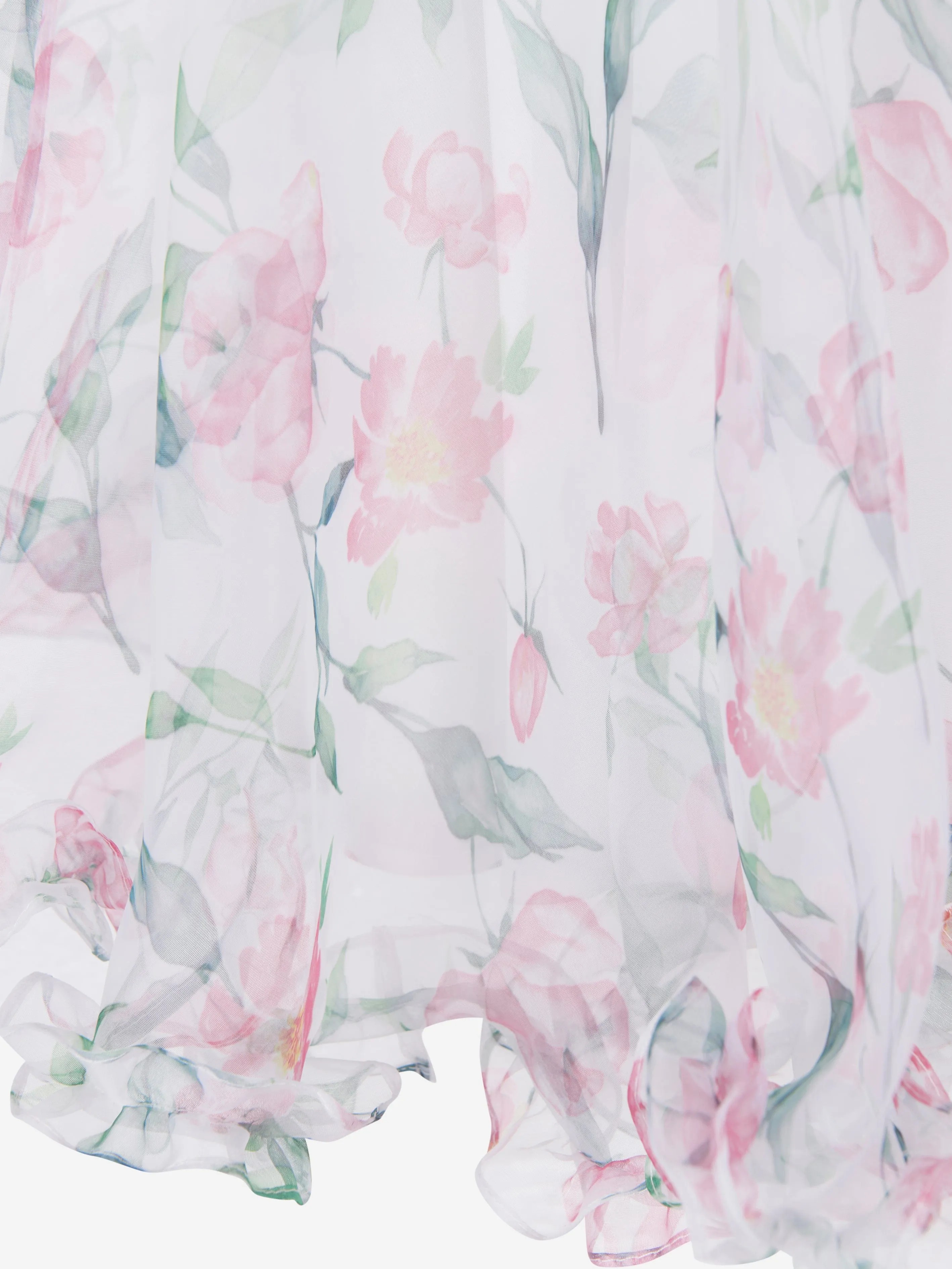 Mama Luma Mädchen Organza Rüschen Rosenkleid in Weiß