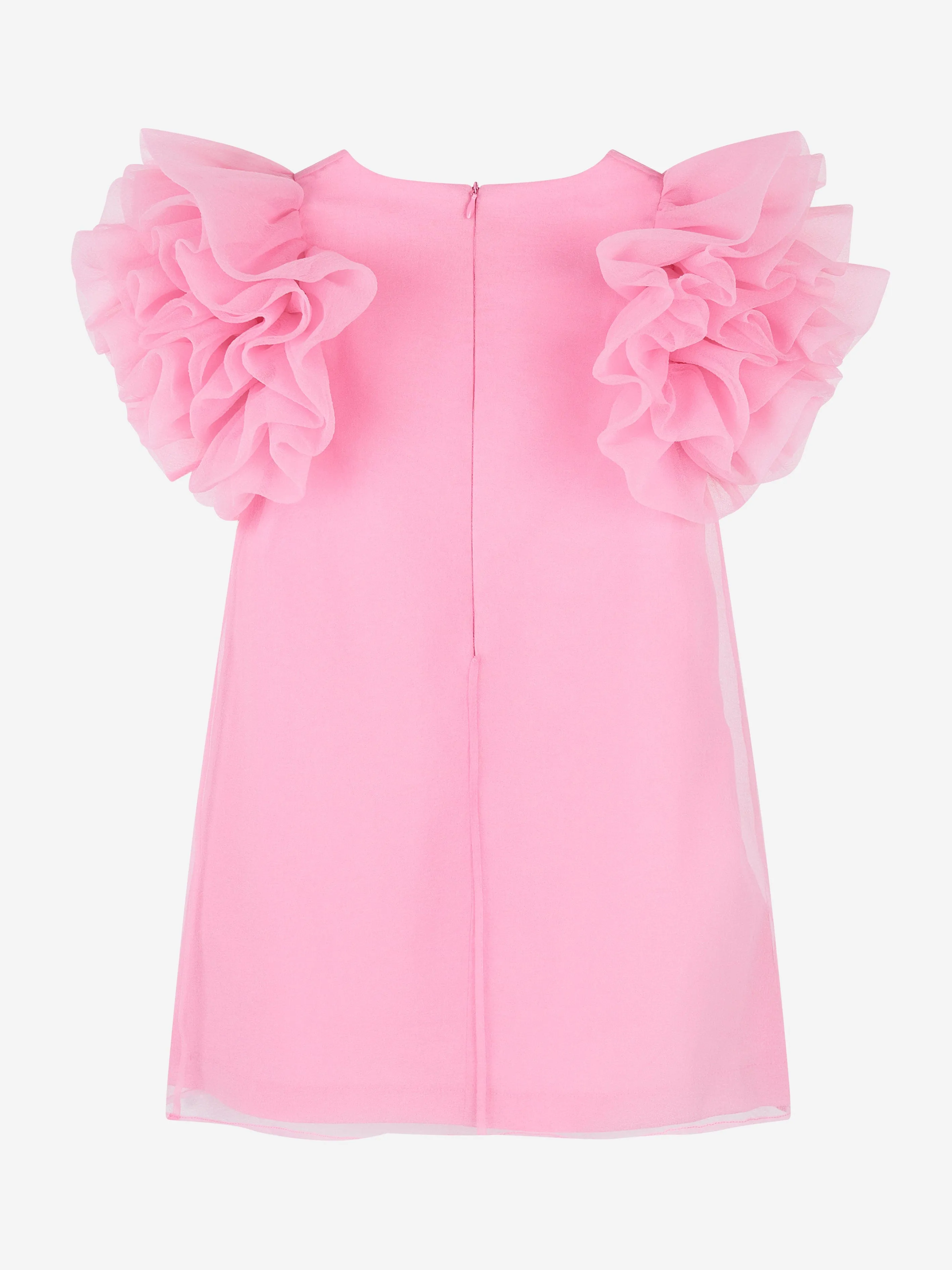Mama Luma Mädchen Organza Rüschenärmel Kleid in Rosa