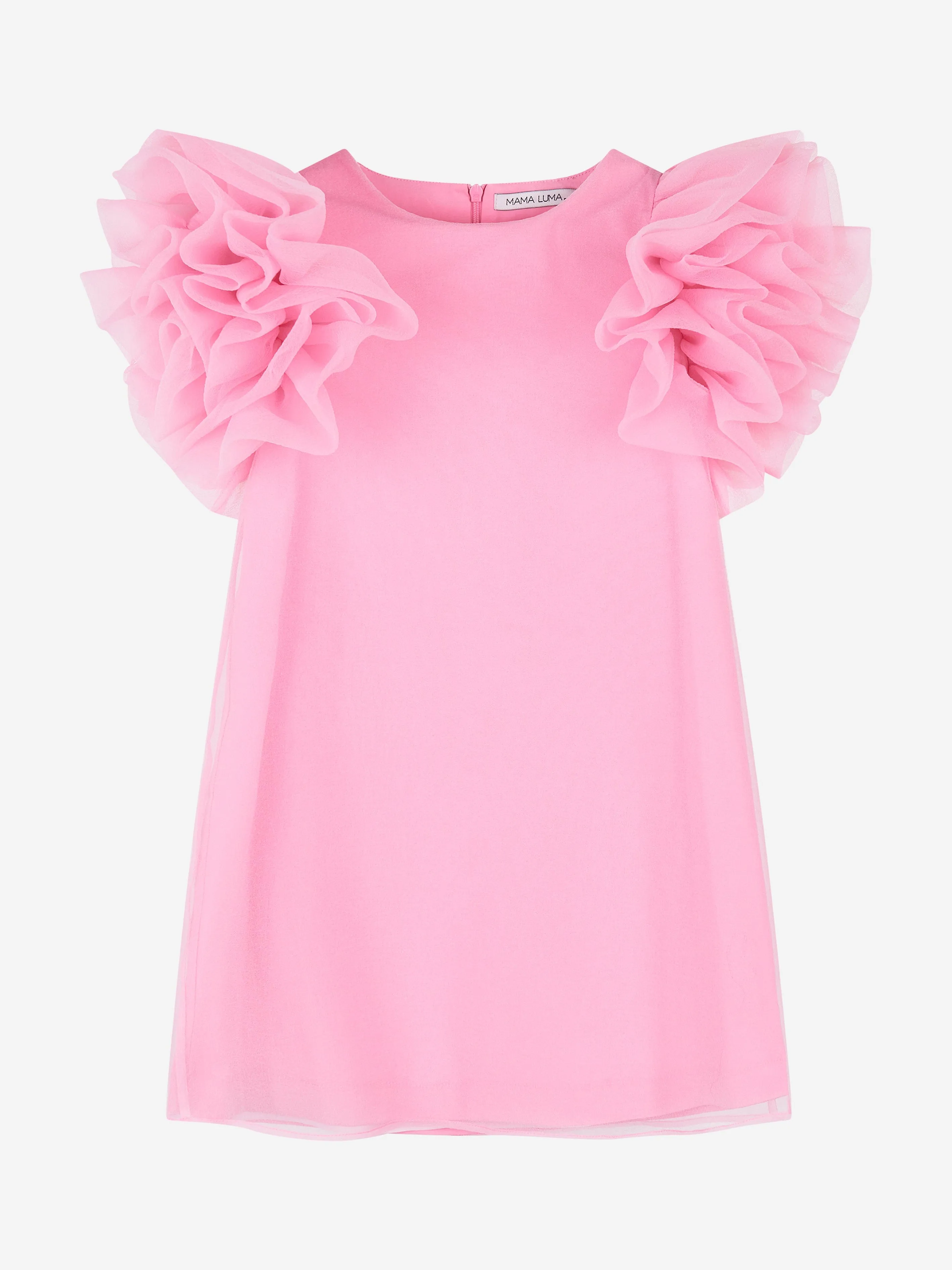 Mama Luma Mädchen Organza Rüschenärmel Kleid in Rosa