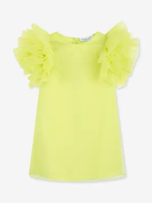 Mama Luma Mädchen Organza Rüschenärmel Kleid in Gelb
