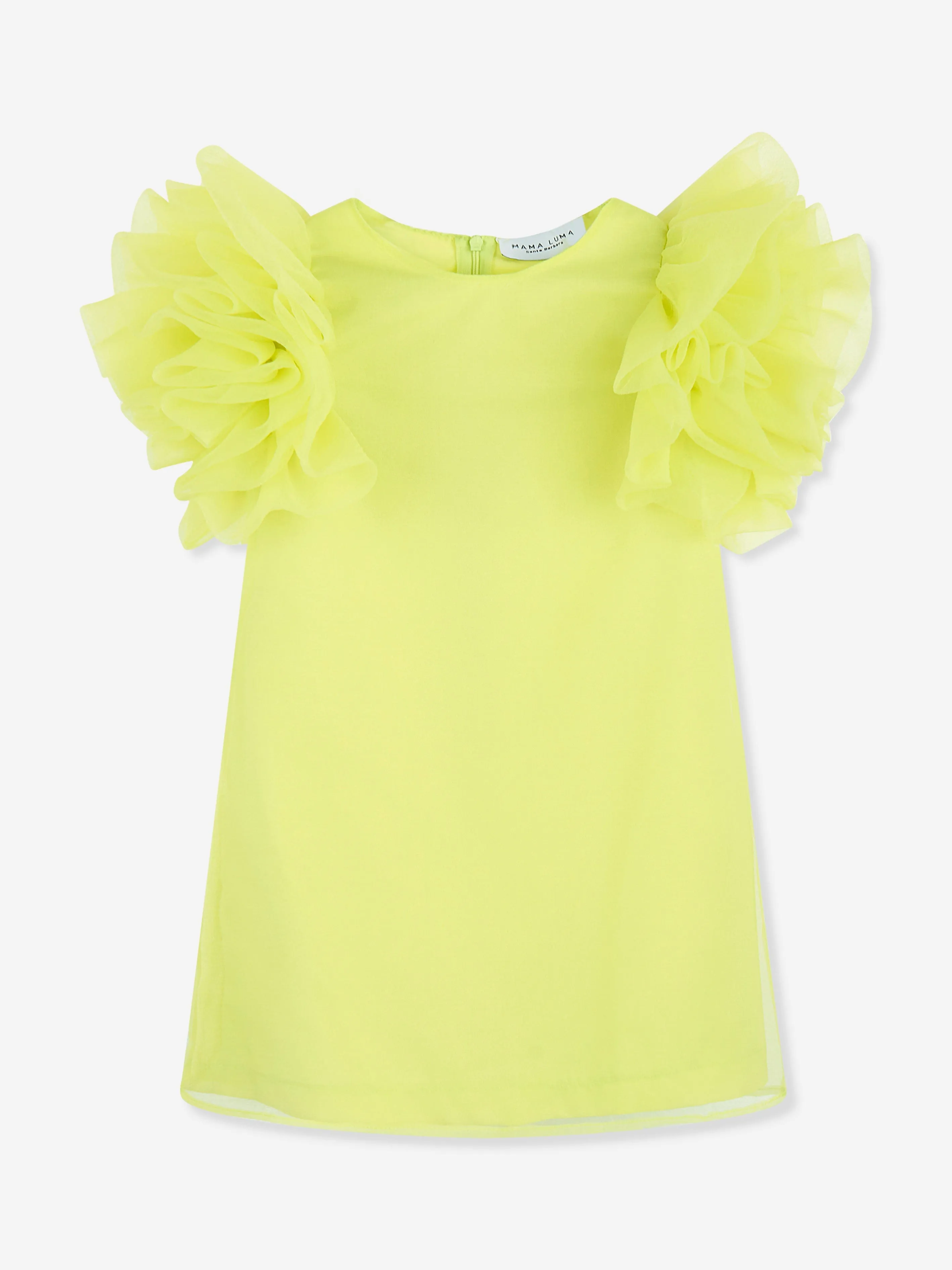 Mama Luma Mädchen Organza Rüschenärmel Kleid in Gelb