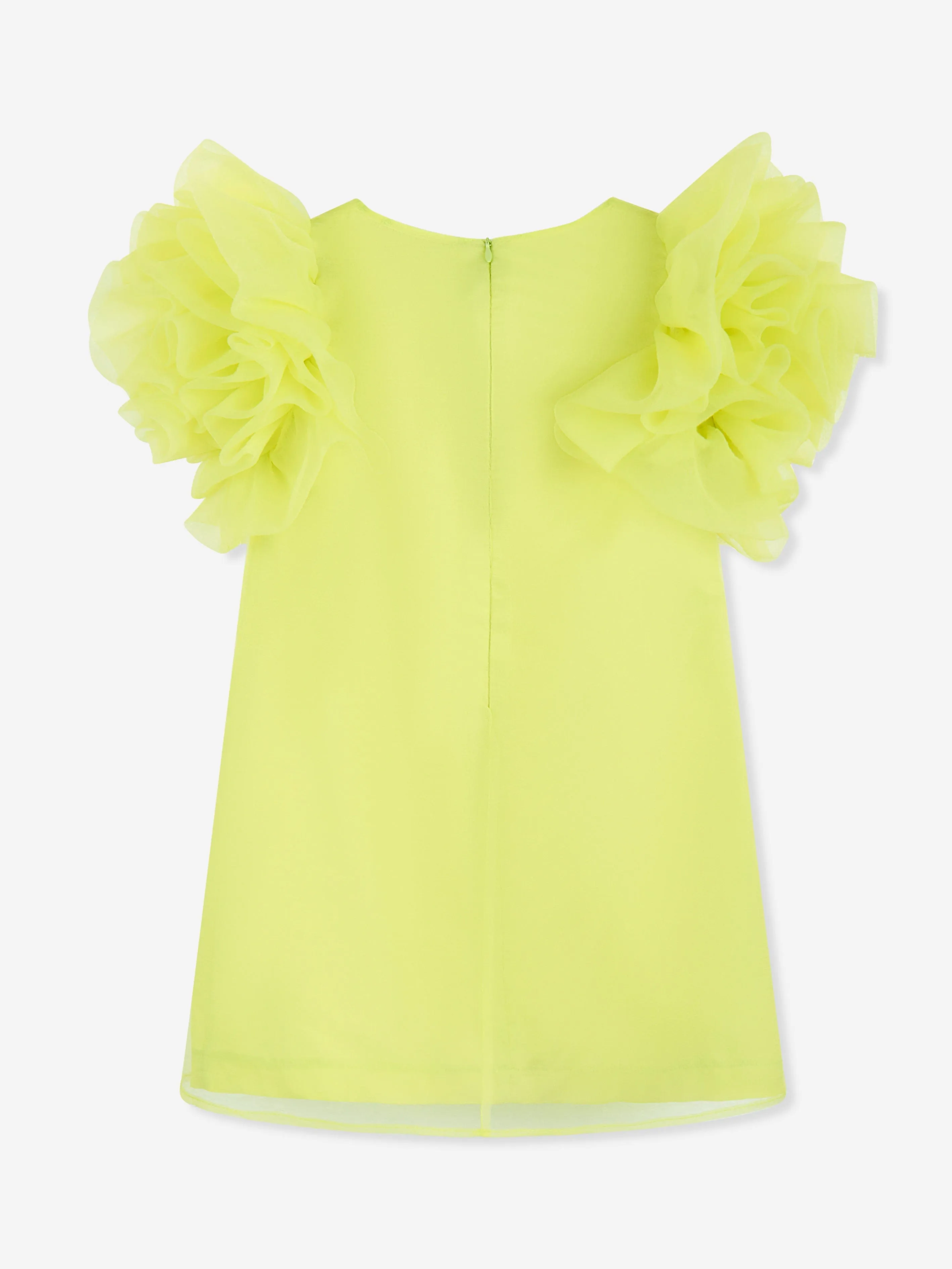 Mama Luma Mädchen Organza Rüschenärmel Kleid in Gelb