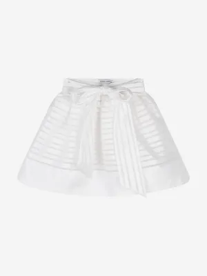 Mama Luma Mädchen Organza Streifen Schleifen Rock in Weiß