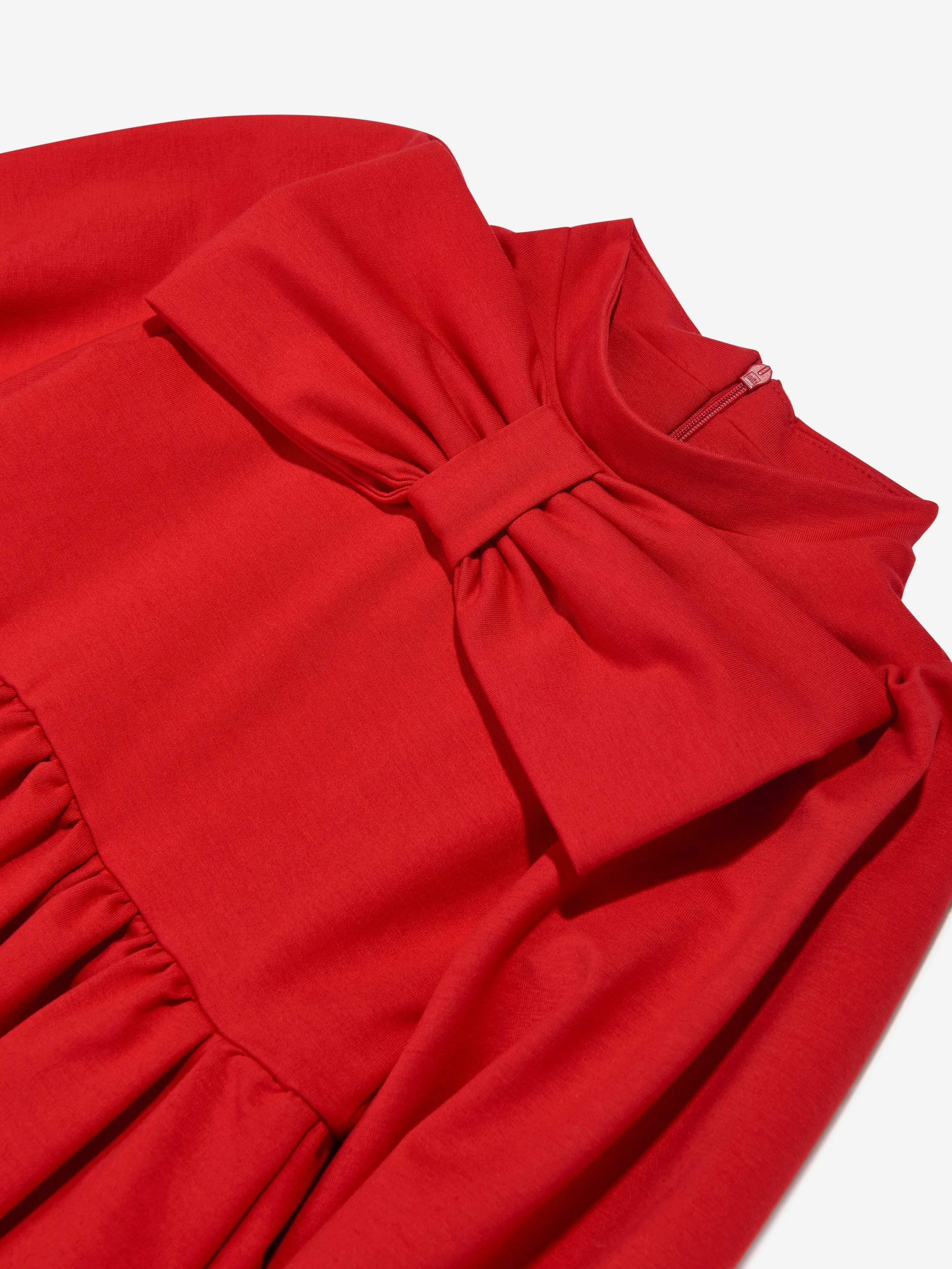 Mama Luma Mädchen Plissiertes Schleifenkleid in Rot
