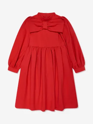 Mama Luma Mädchen Plissiertes Schleifenkleid in Rot