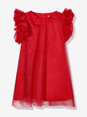 Mama Luma Mädchen Tüllkleid mit Puffärmeln in Rot