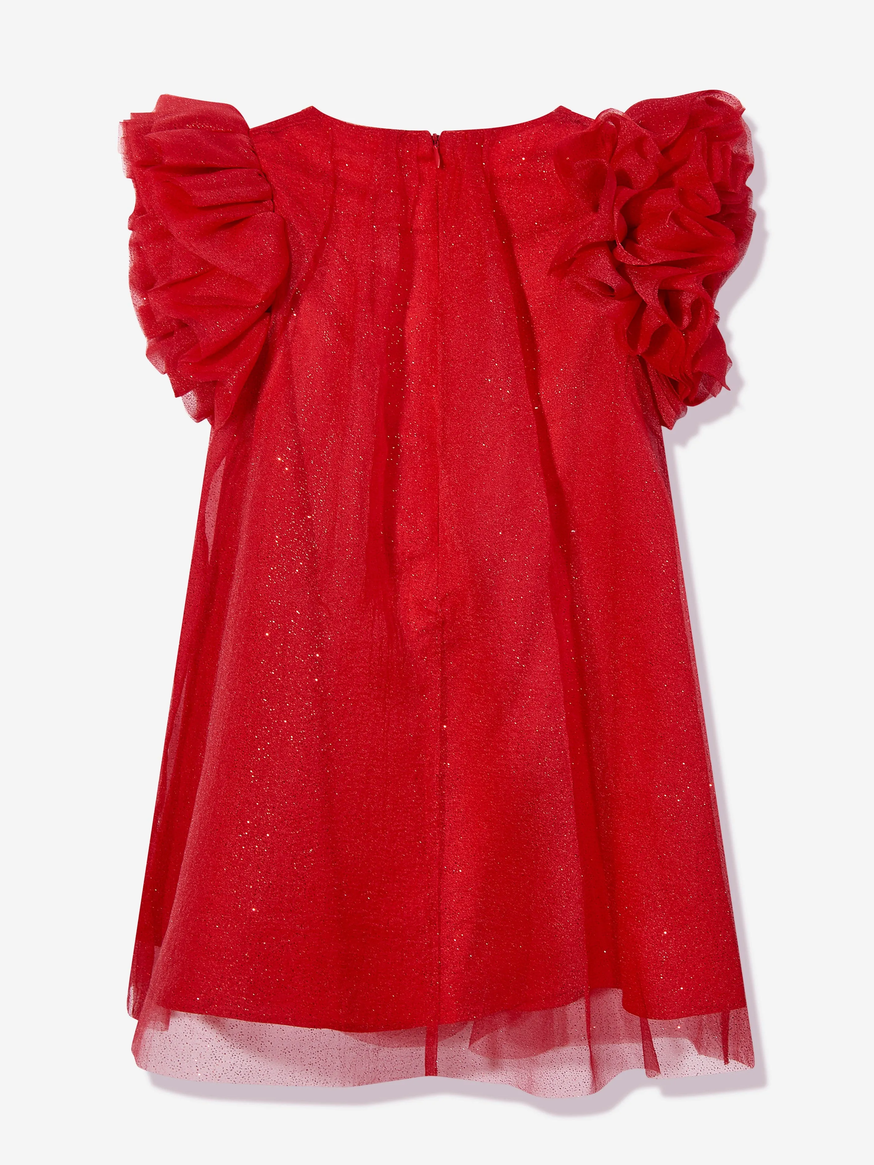 Mama Luma Mädchen Tüllkleid mit Puffärmeln in Rot