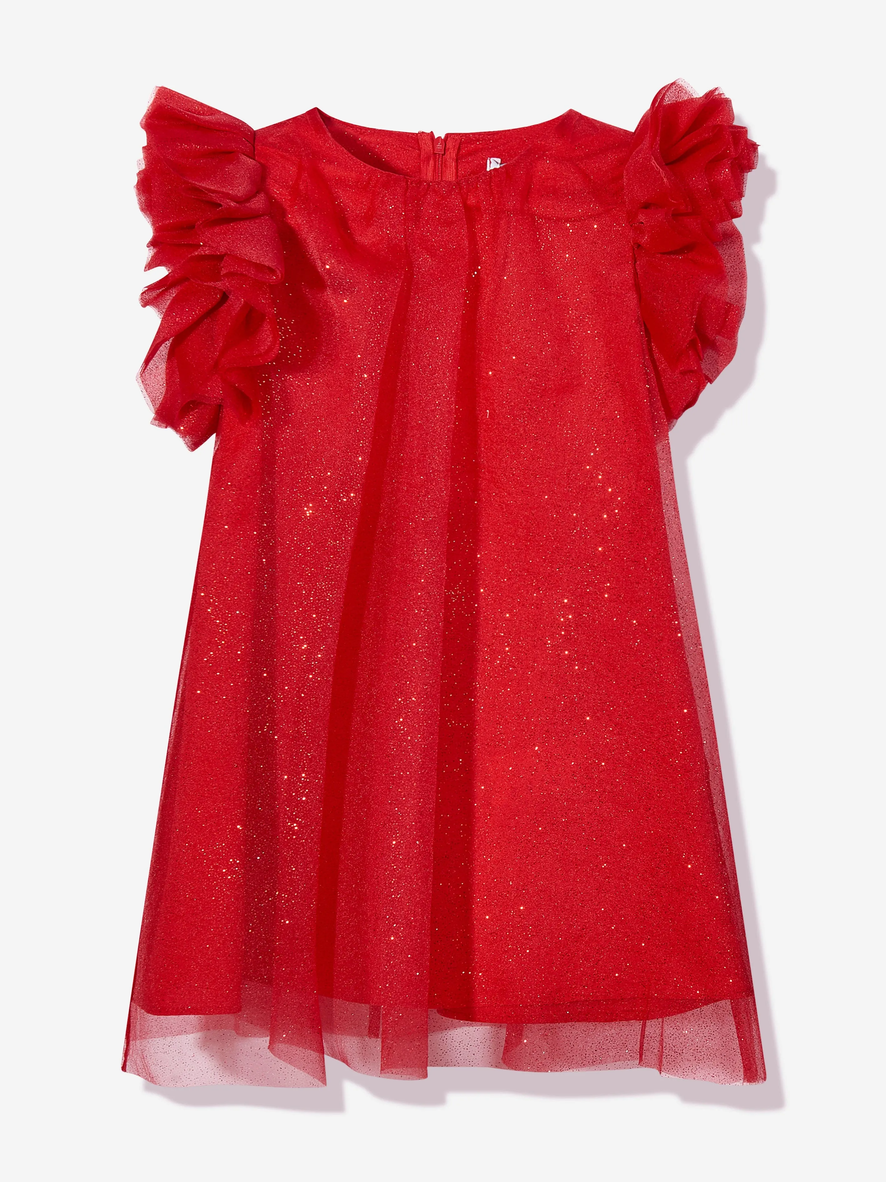 Mama Luma Mädchen Tüllkleid mit Puffärmeln in Rot