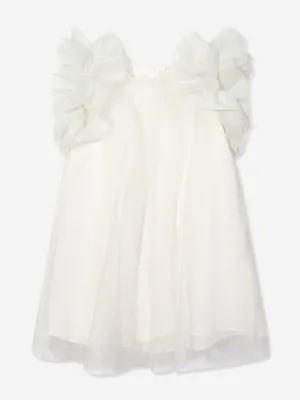 Mama Luma Girls Puffärmel Tüllkleid in Weiß