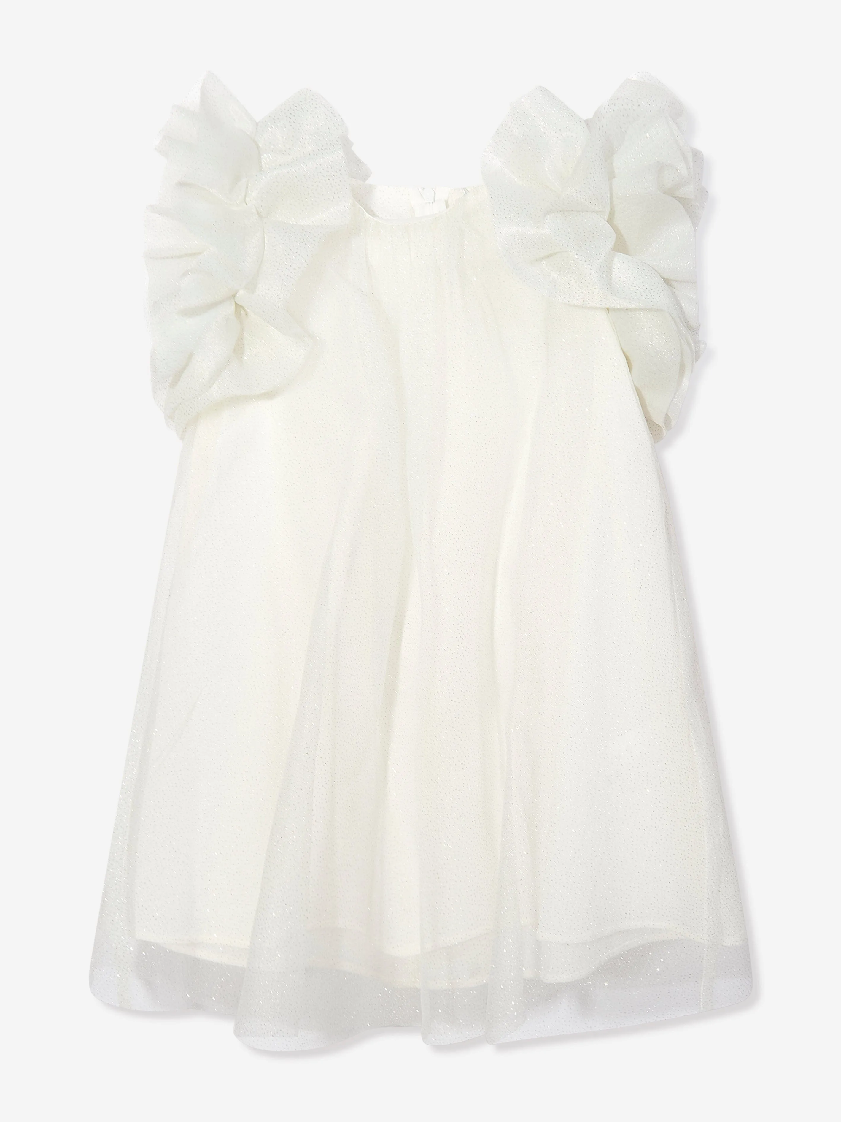 Mama Luma Girls Puffärmel Tüllkleid in Weiß