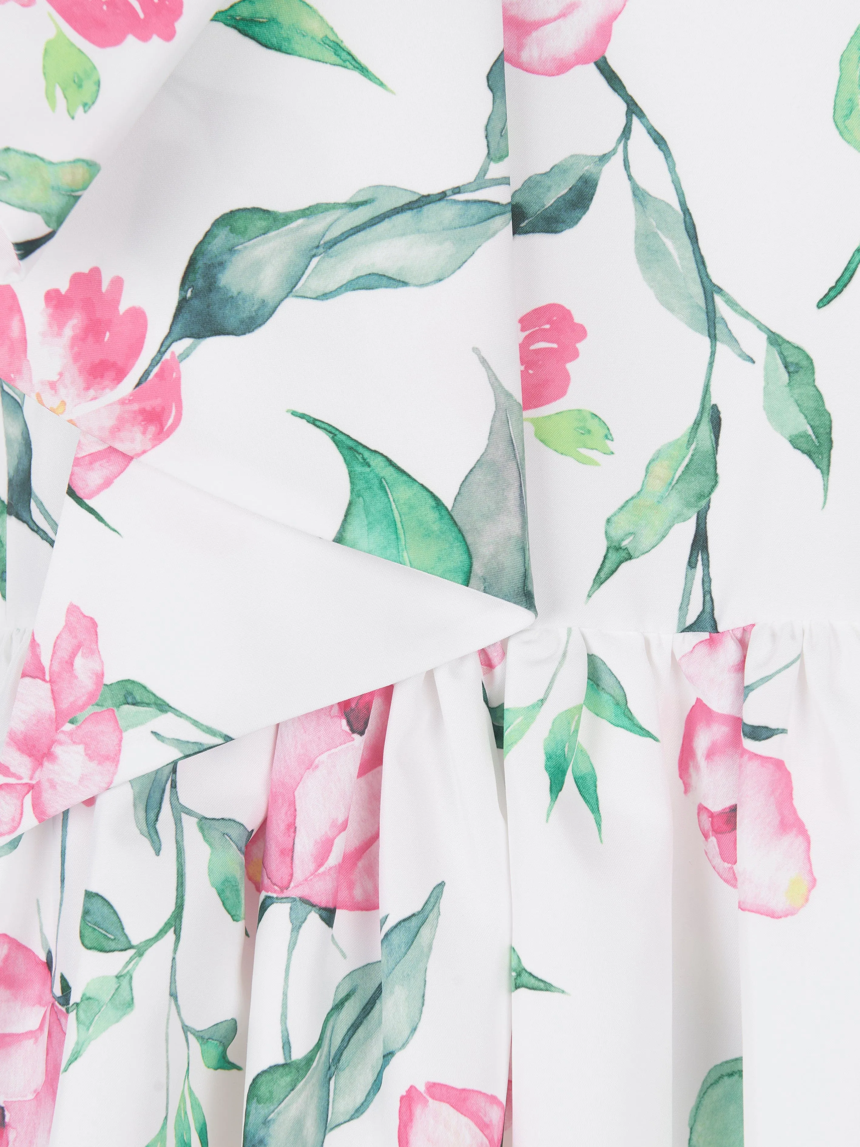 Mama Luma Girls Rüschenkleid mit Blumenmuster in Weiß