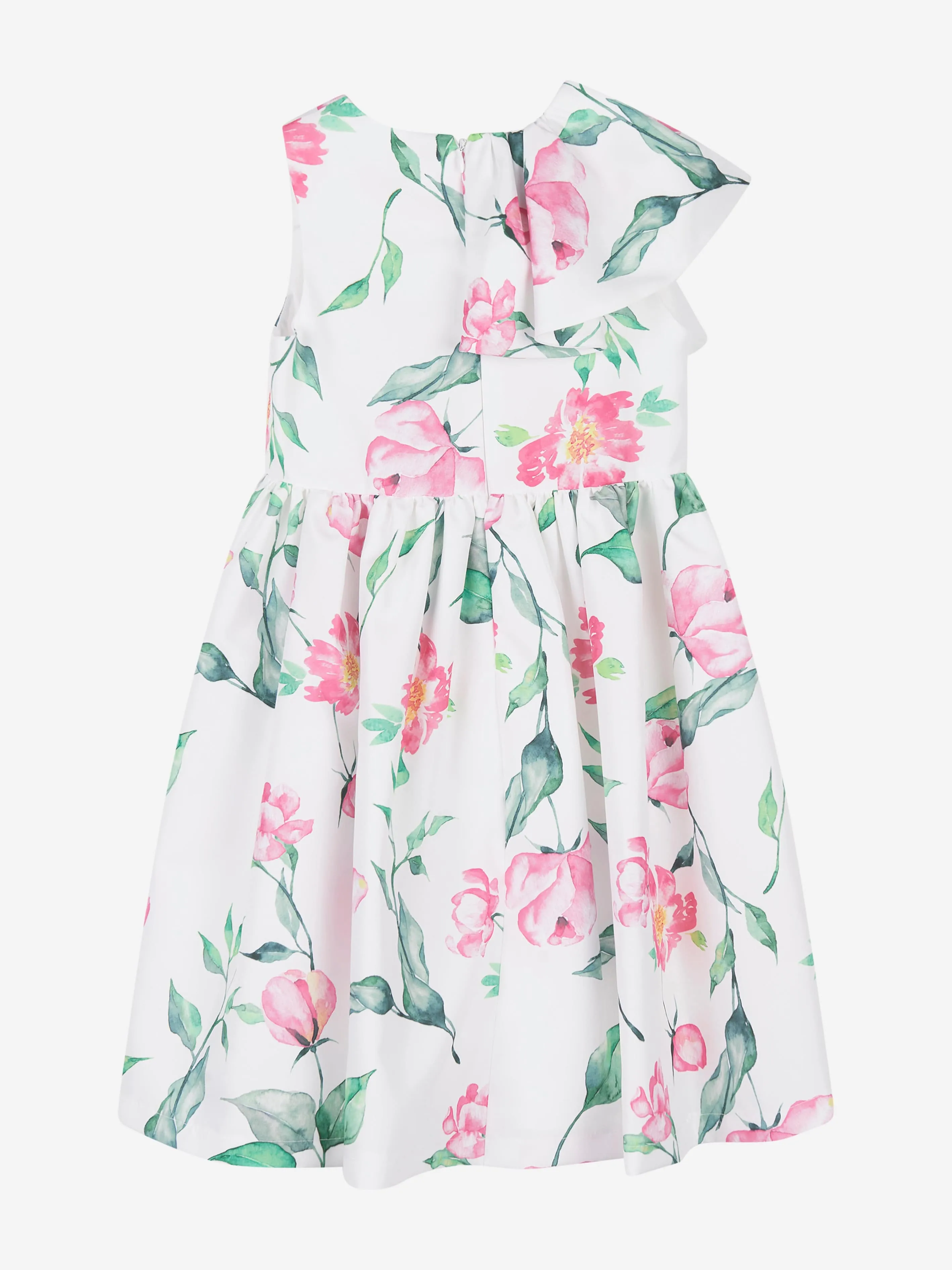 Mama Luma Girls Rüschenkleid mit Blumenmuster in Weiß