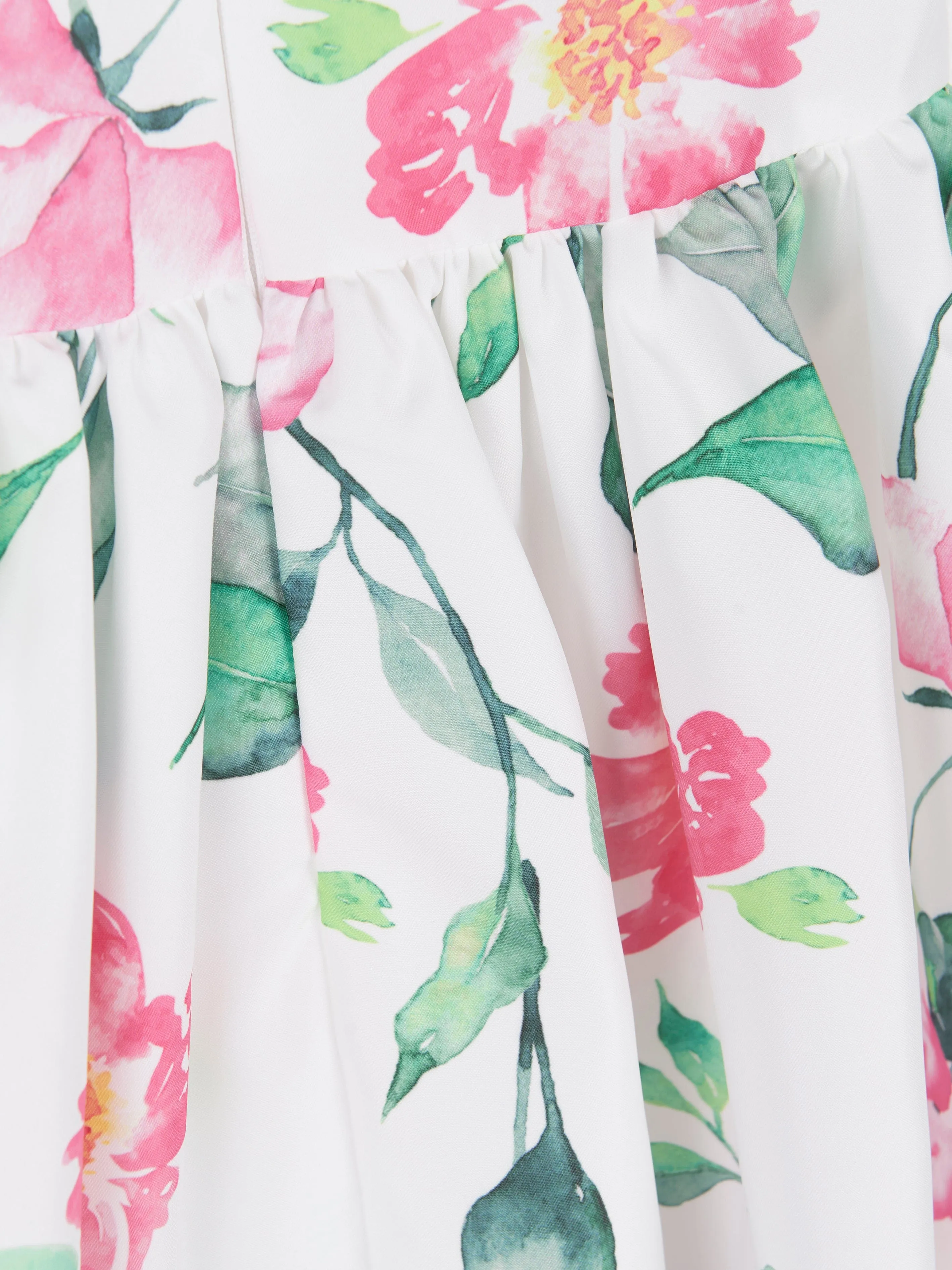Mama Luma Girls Rüschenkleid mit Blumenmuster in Weiß