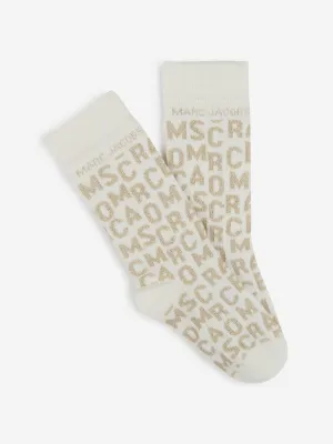 MARC JACOBS Mädchen Monogramm Jacquard Socken in Elfenbein