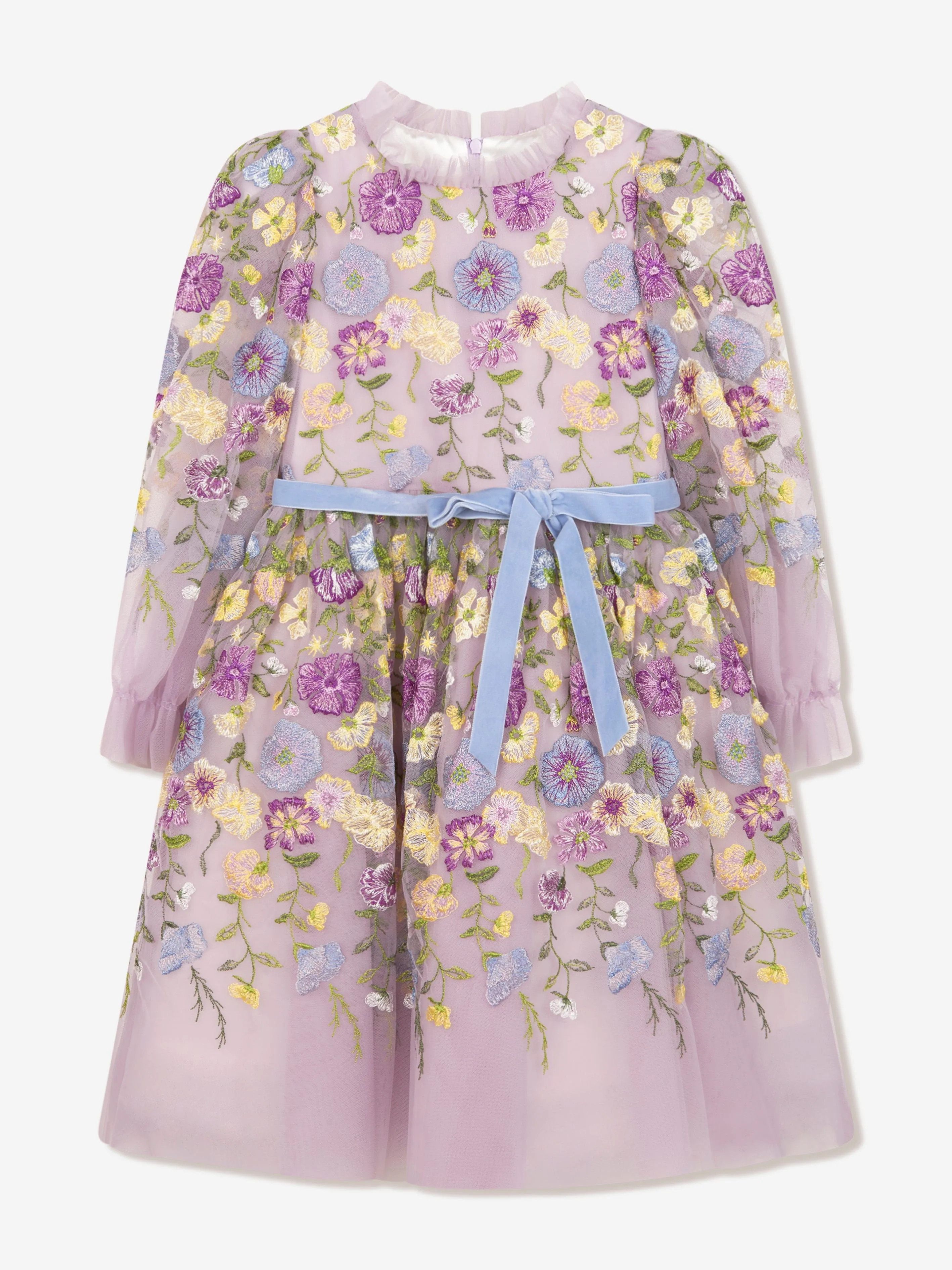 Marchesa Mädchen Blumenbesticktes Tüllkleid in Mehrfarbig