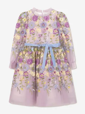 Marchesa Mädchen Blumenbesticktes Tüllkleid in Mehrfarbig