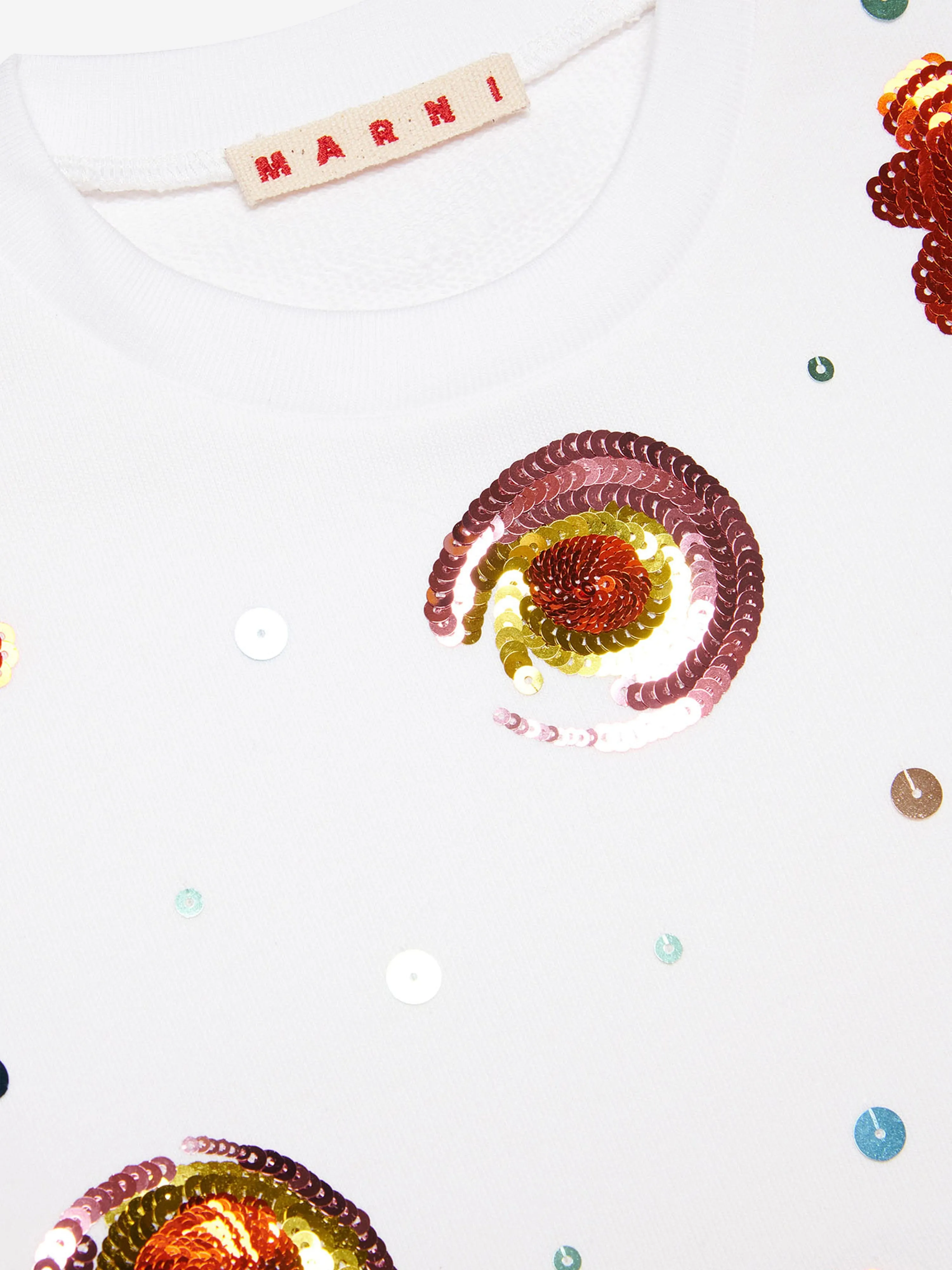 MARNI Mädchen Sweatshirt mit Blumenapplikationen in Weiß