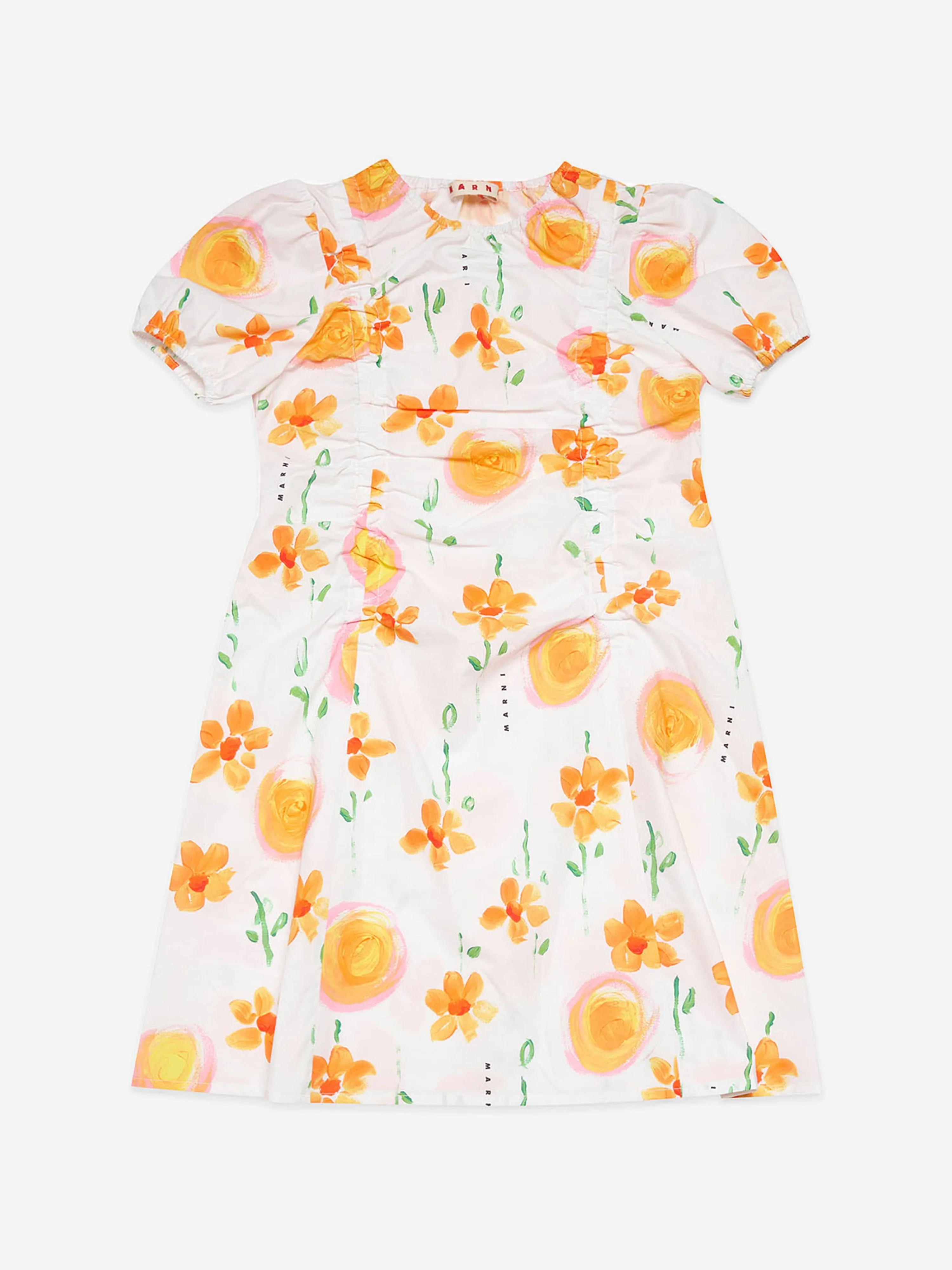 MARNI Mädchen Blumenmuster Poplinkleid in Weiß