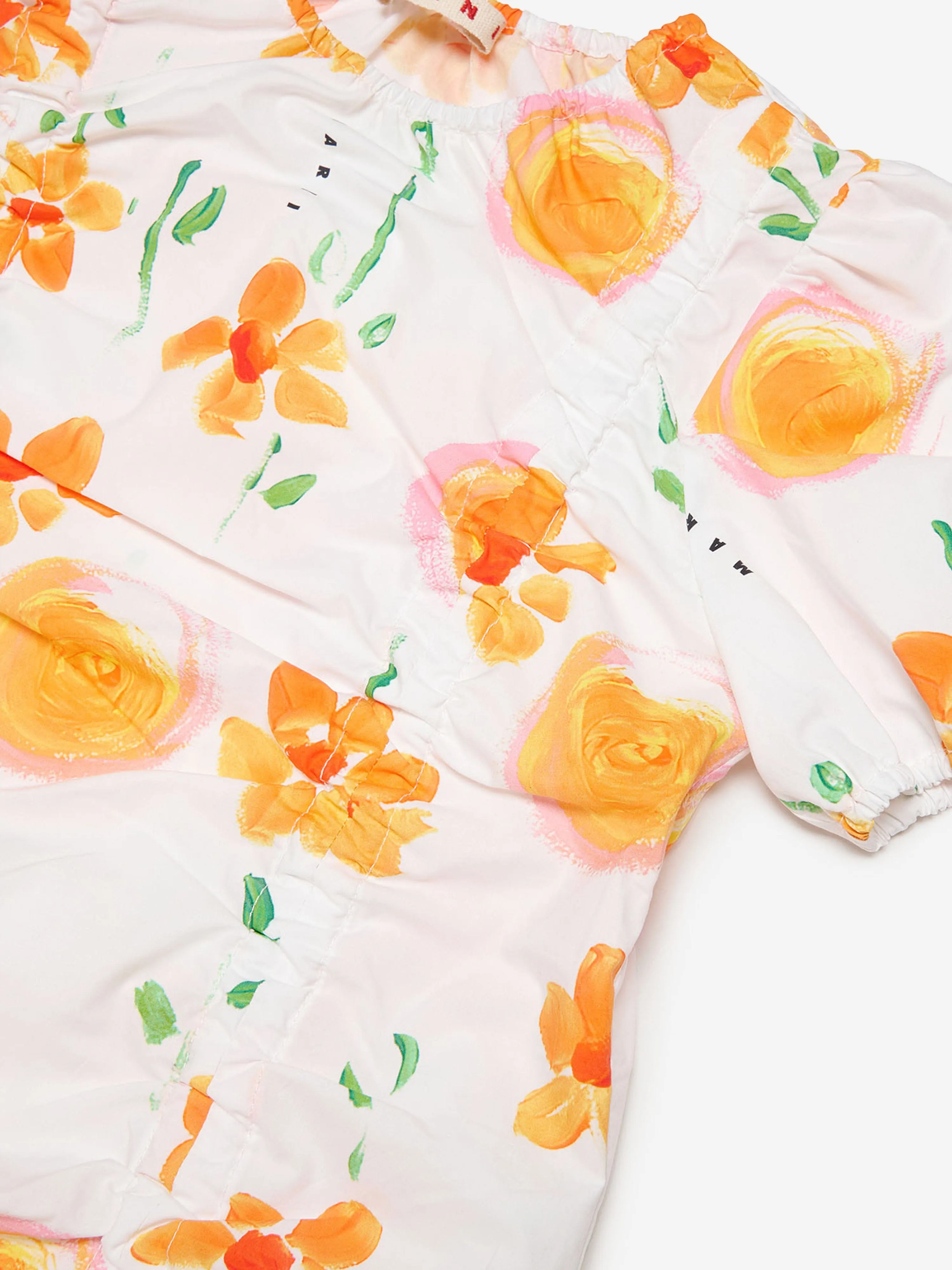MARNI Mädchen Blumenmuster Poplinkleid in Weiß