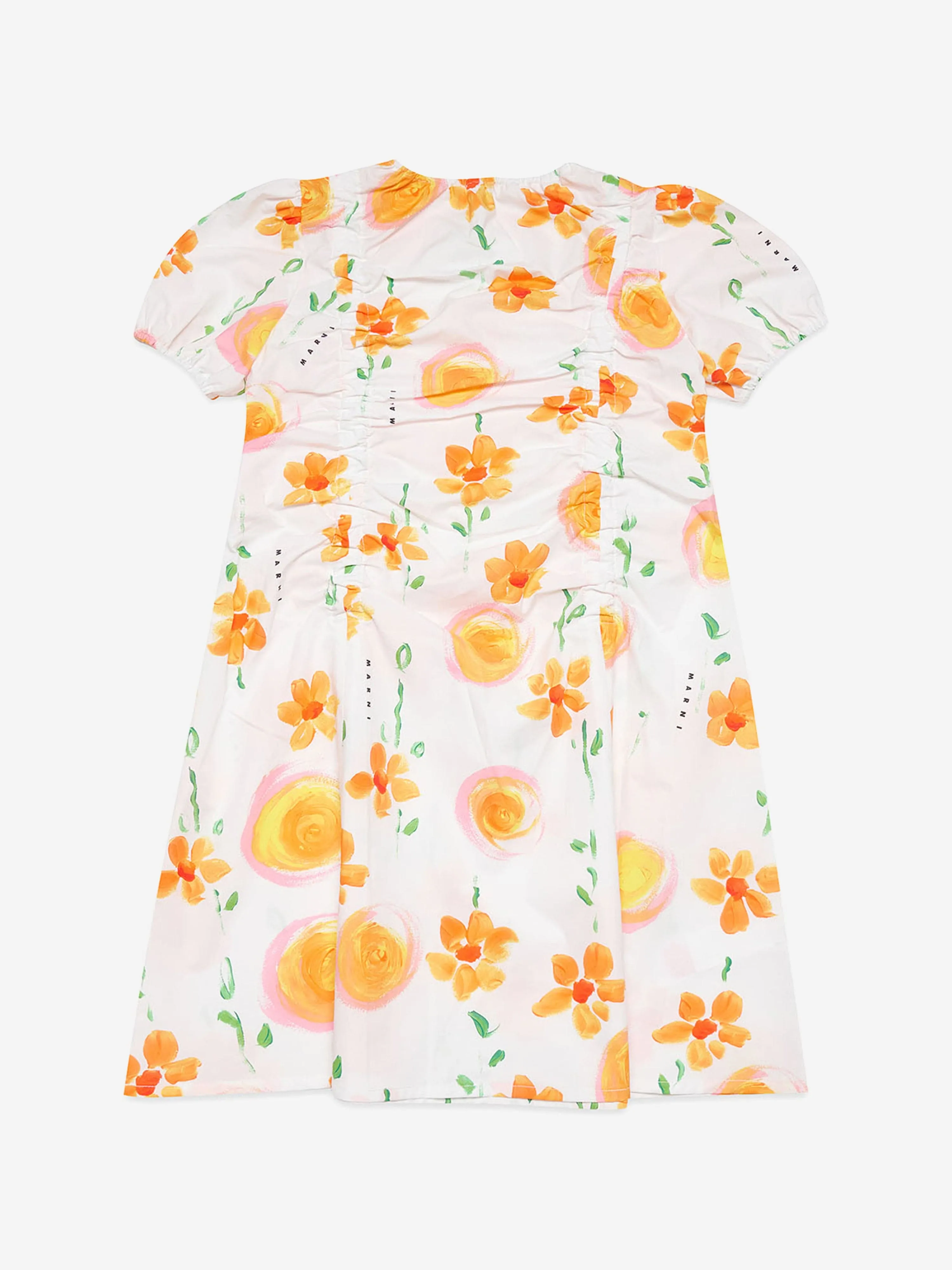 MARNI Mädchen Blumenmuster Poplinkleid in Weiß