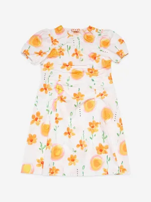 MARNI Mädchen Blumenmuster Poplinkleid in Weiß