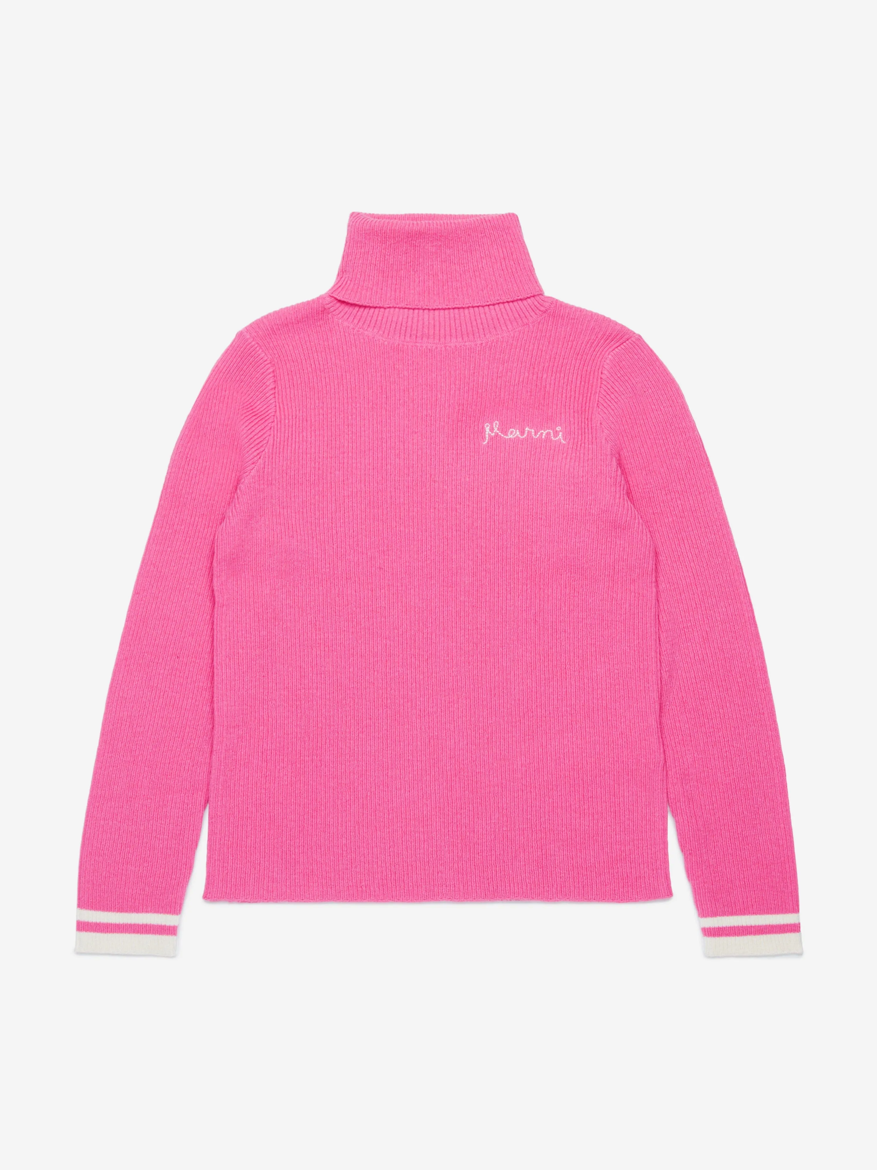 MARNI Mädchen Strickrollkragenpullover in Rosa