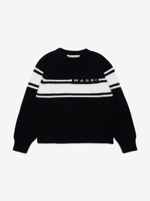 MARNI Kids Gestreifter Pullover in Schwarz