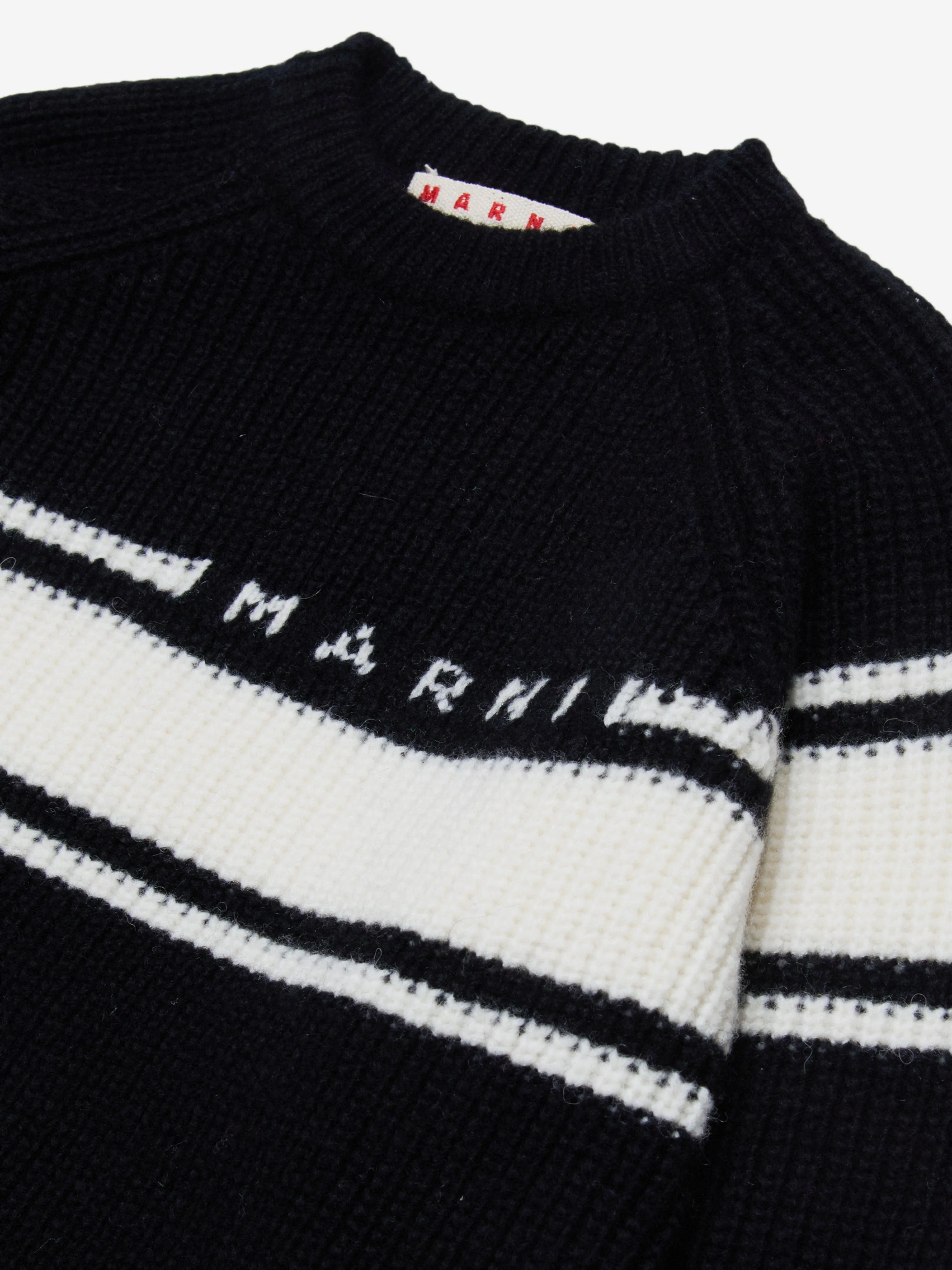 MARNI Kids Gestreifter Pullover in Schwarz