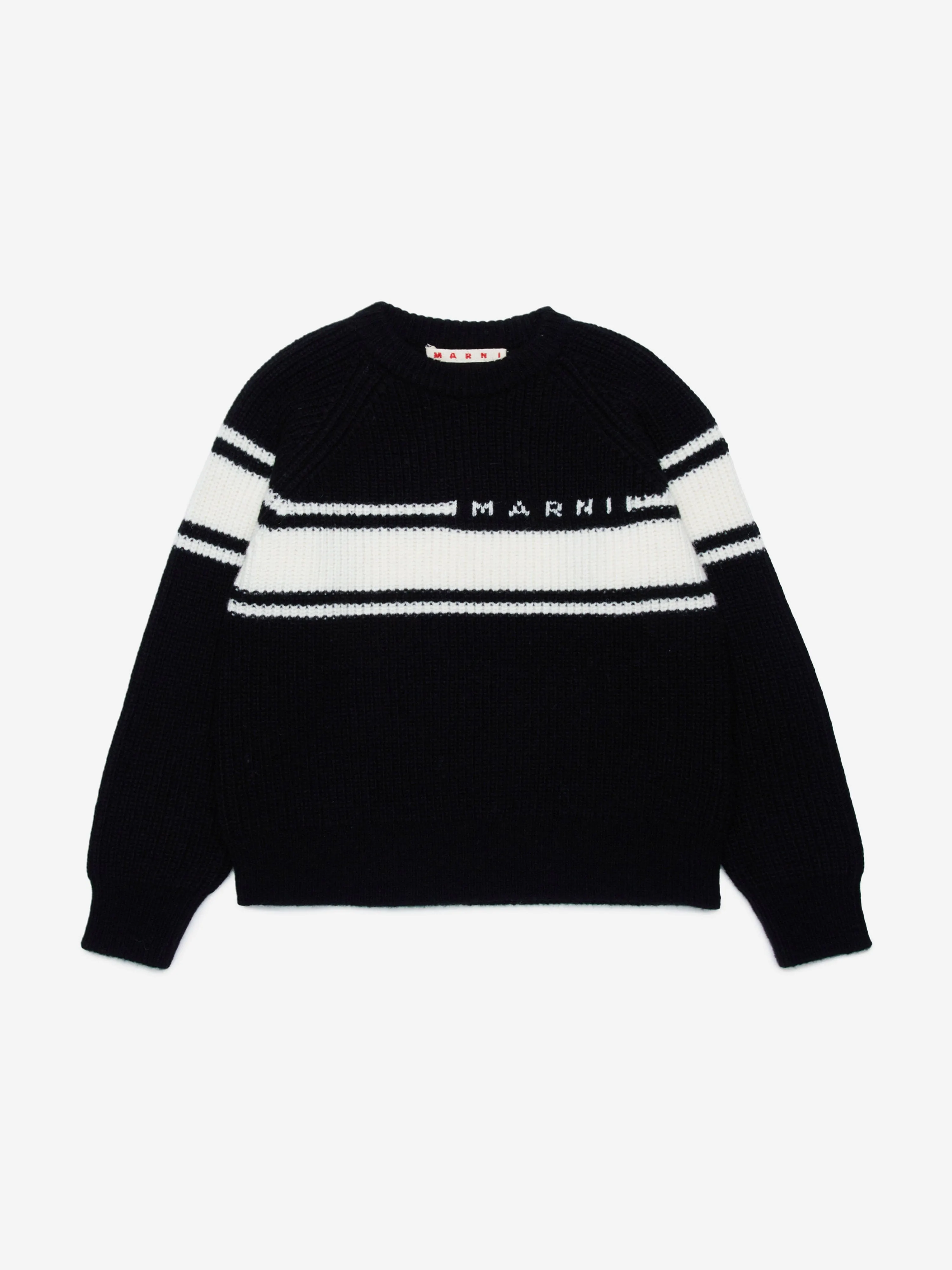 MARNI Kids Gestreifter Pullover in Schwarz