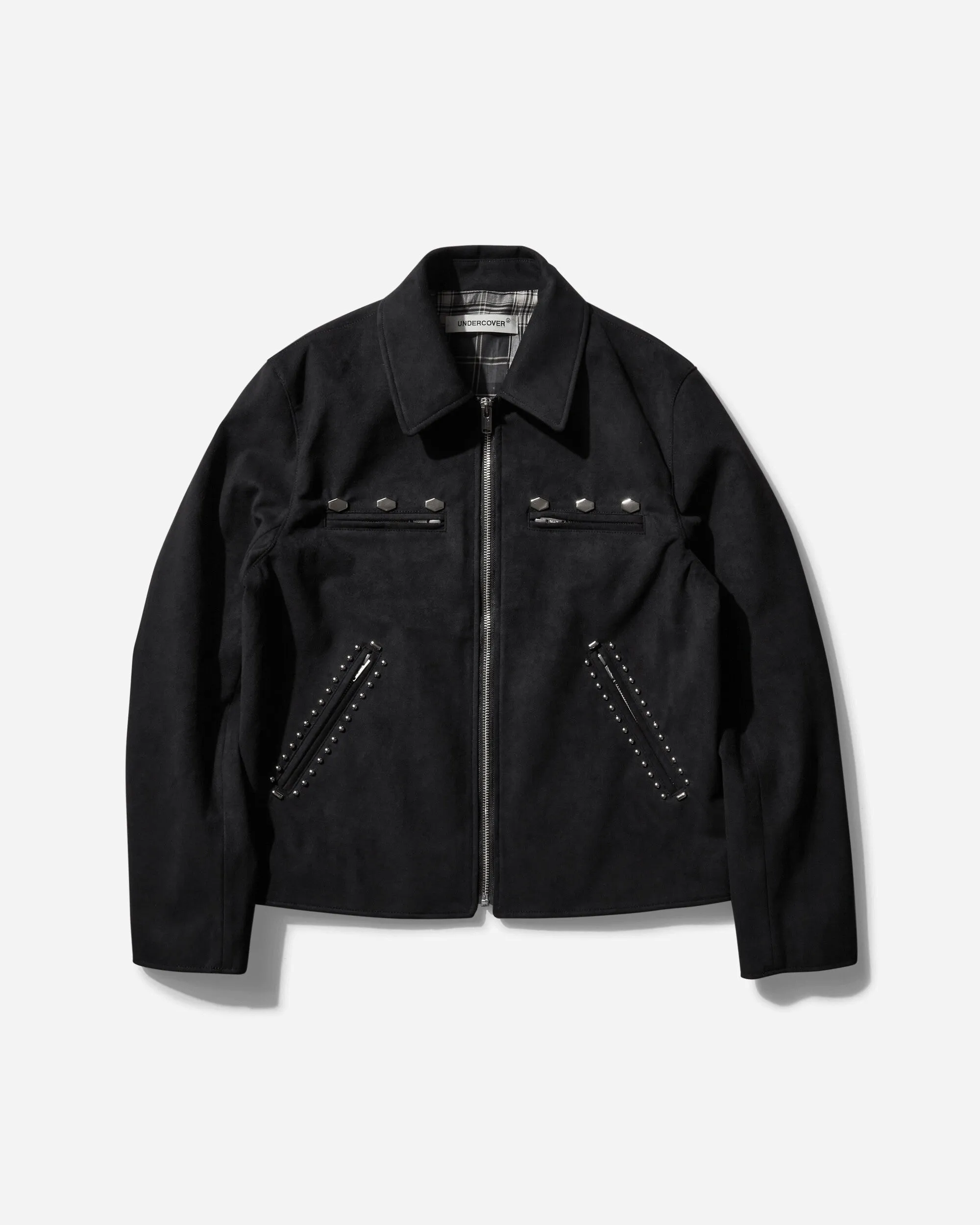Herren Micro Suede Jacke mit Nieten Schwarz