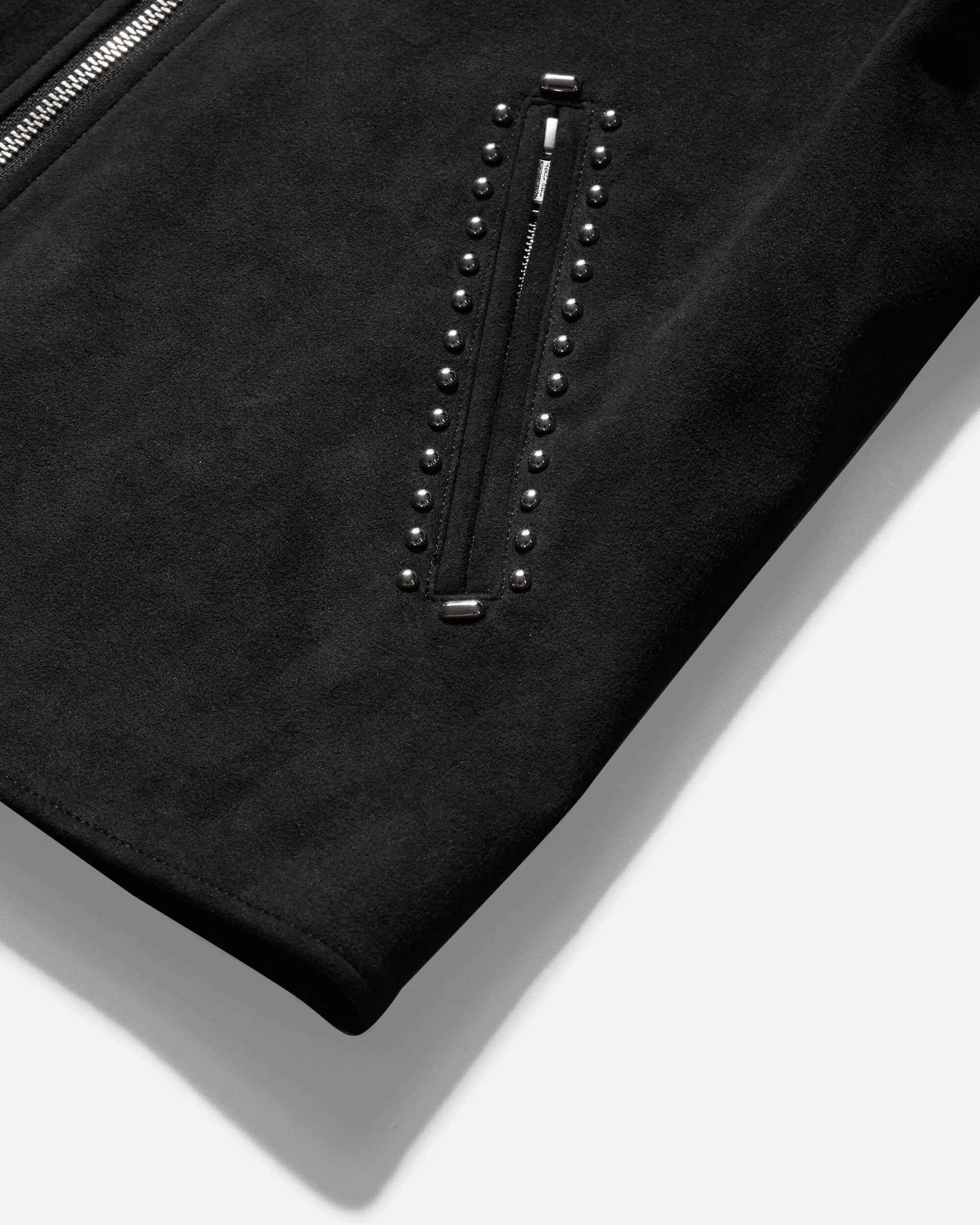 Herren Micro Suede Jacke mit Nieten Schwarz