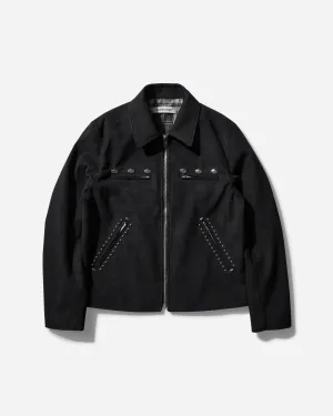 Herren Micro Suede Jacke mit Nieten Schwarz