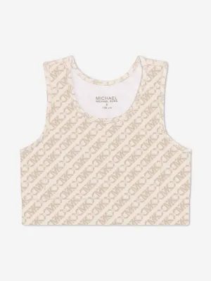 Michael Kors Mädchen Logo Crop Top in Elfenbein